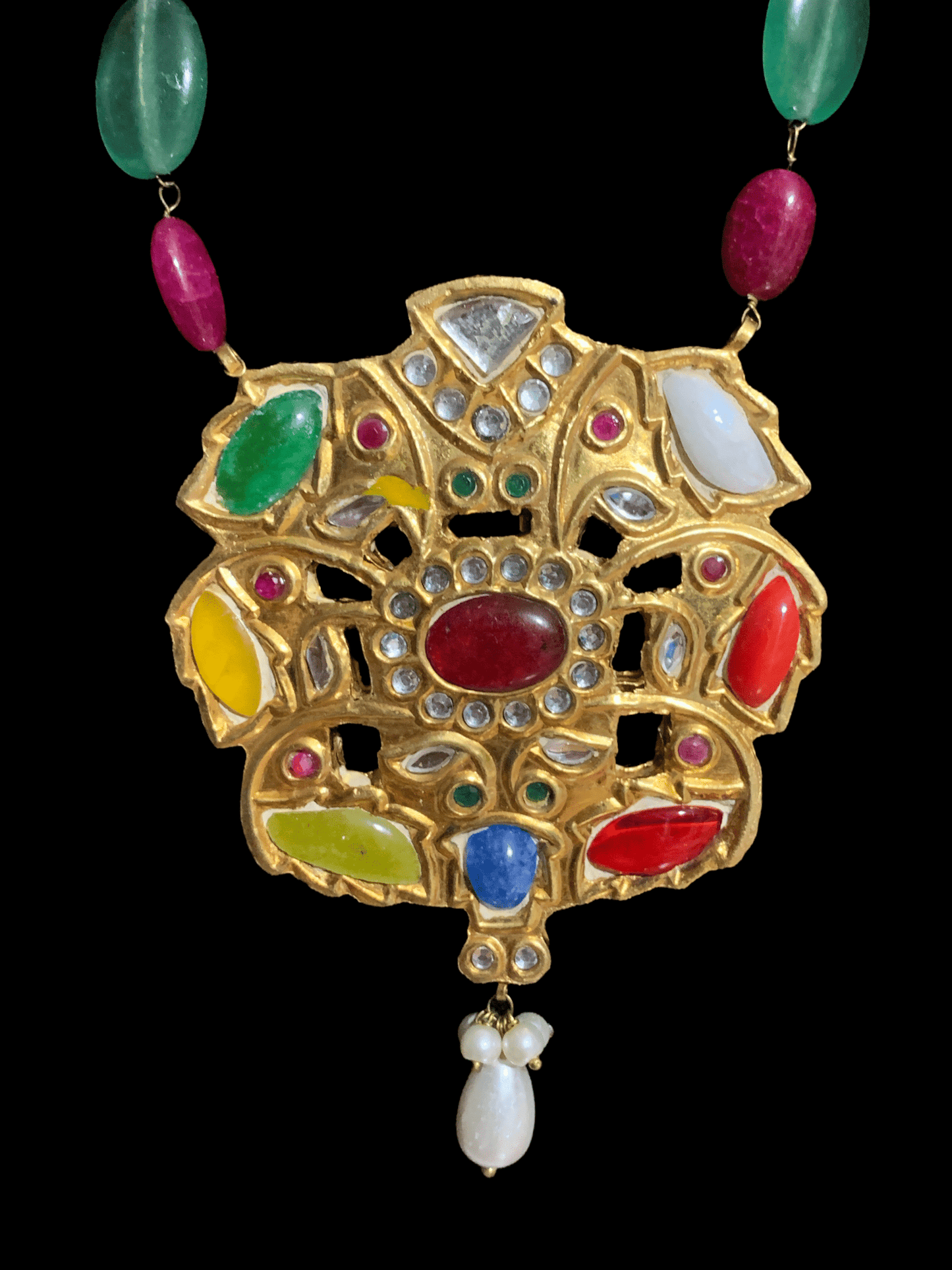 PS477 Navratan pendant set ( READY TO SHIP )