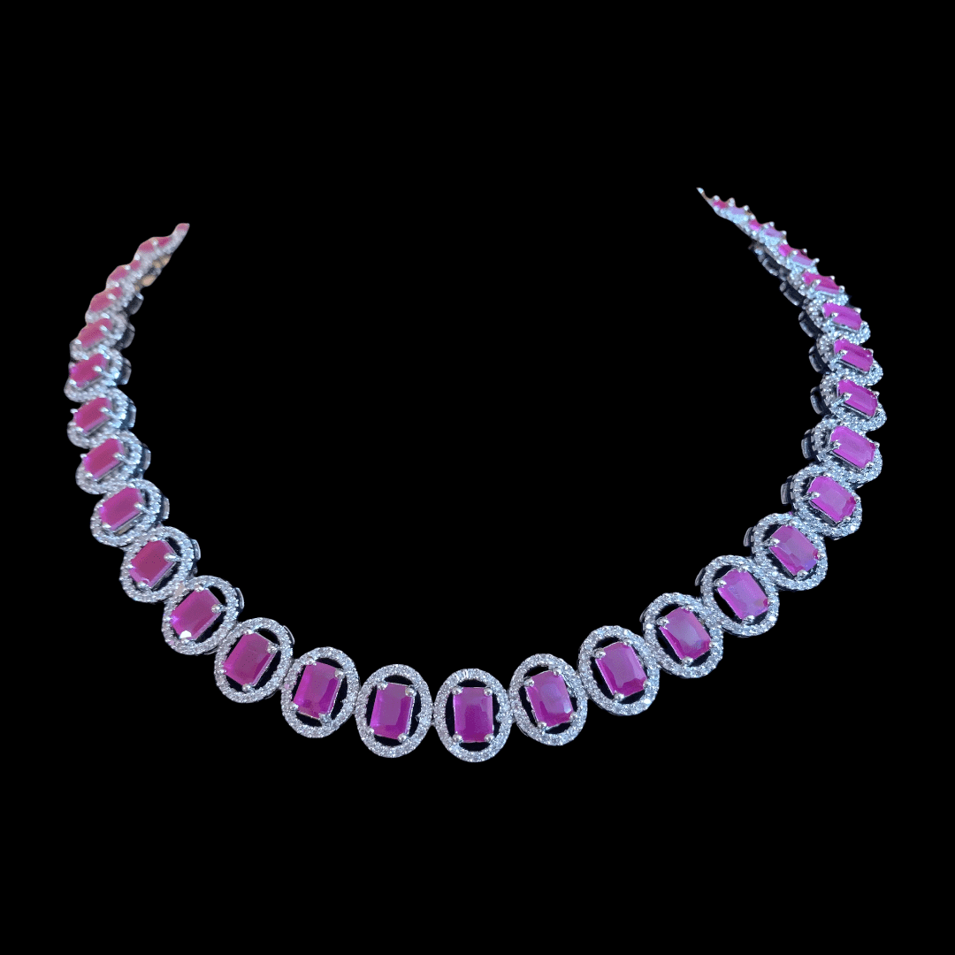 NS148 Anamika cz necklace - ruby ( READY TO SHIP )