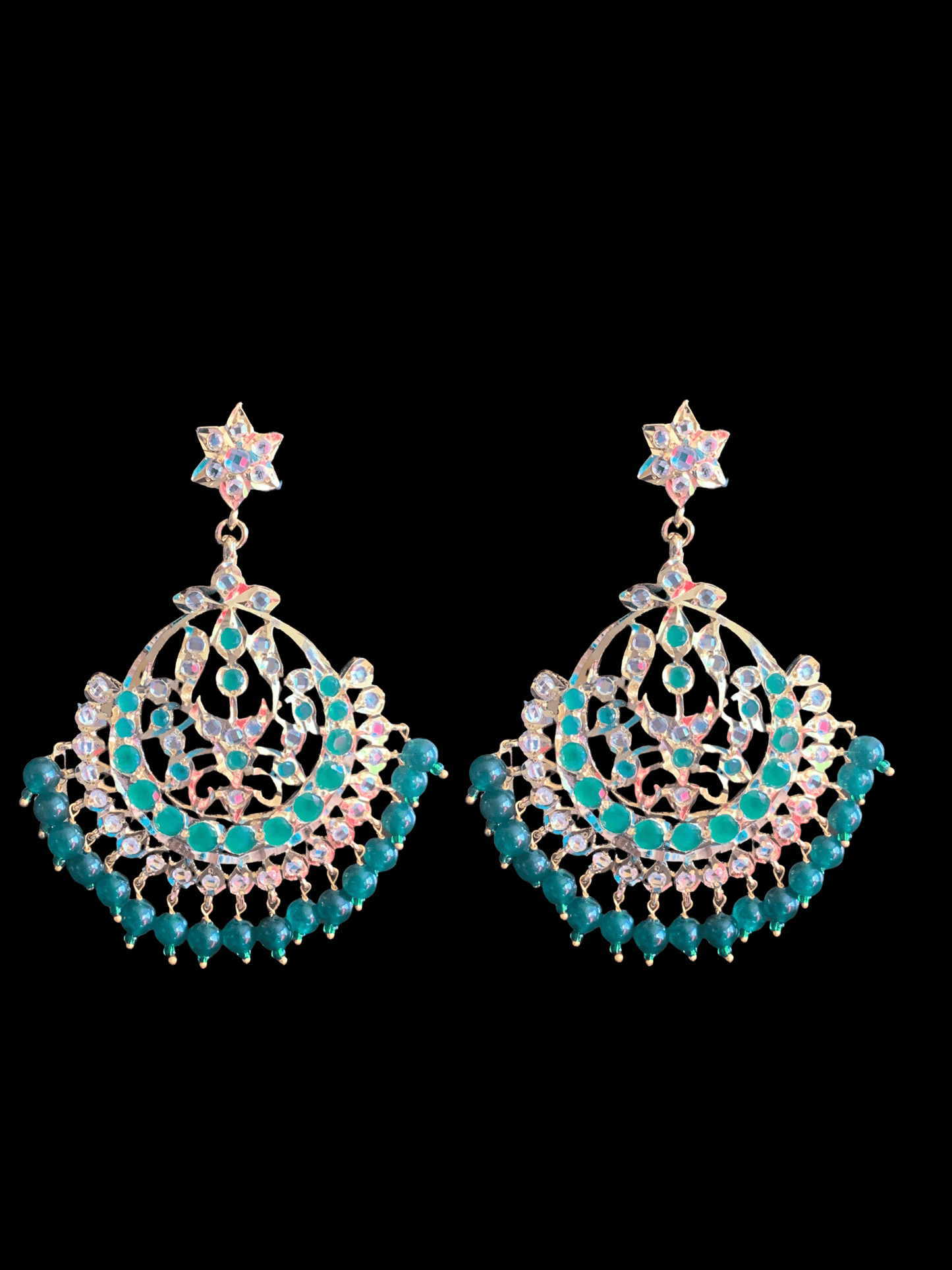DER129 Sehra chandbali in green ( READY TO SHIP )