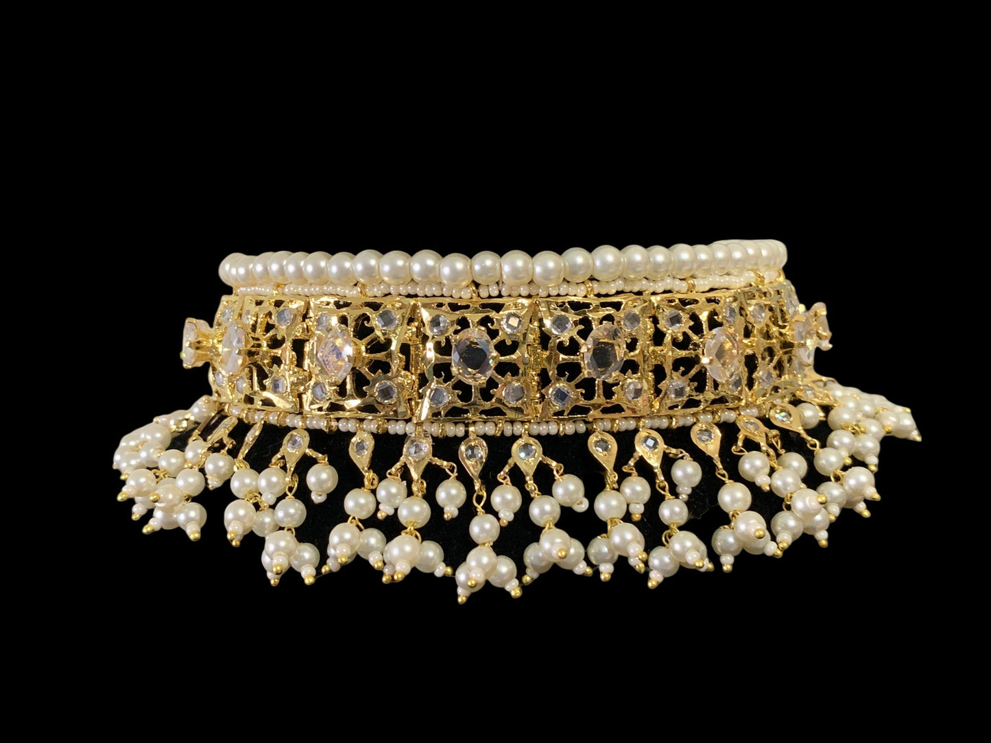 C255 Insia Hyderabadi jadavi lacha in pearls ( SHIPS IN 4 WEEKS )