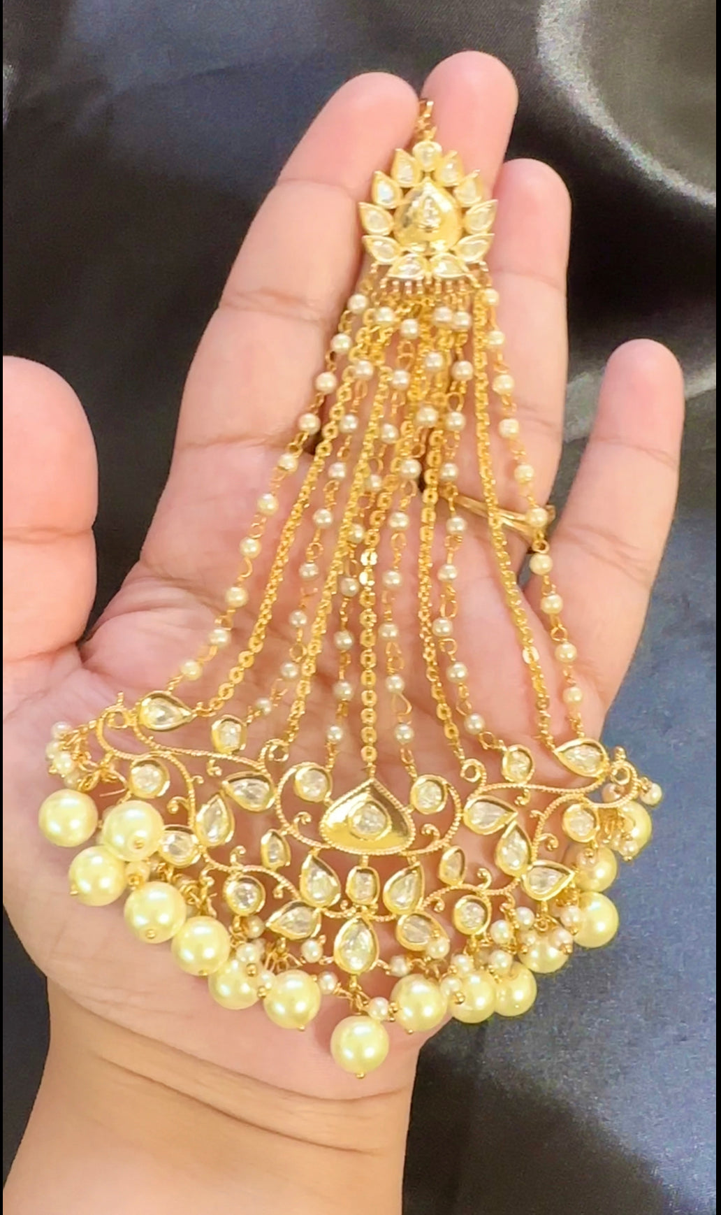 DJHR85 Gold plated high quality Polki jhoomar  ( READY TO SHIP )