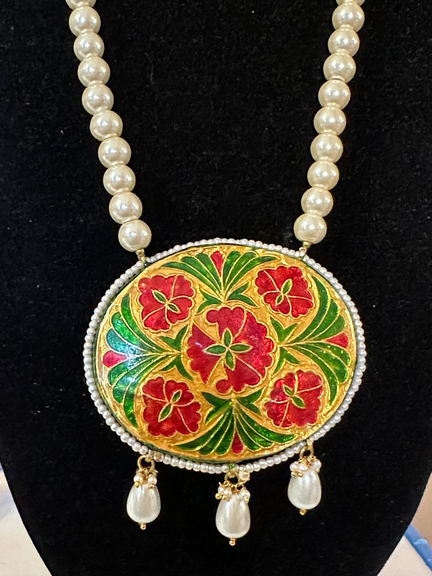 PS344 Suman kundan meenakari pendant set- turquoise blue ( READY TO SHIP)