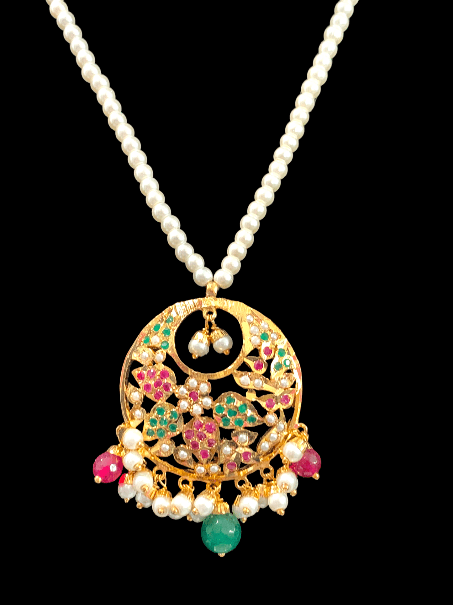 PS445 Naina pendant set ( ruby emerald ) ( READY TO SHIP)