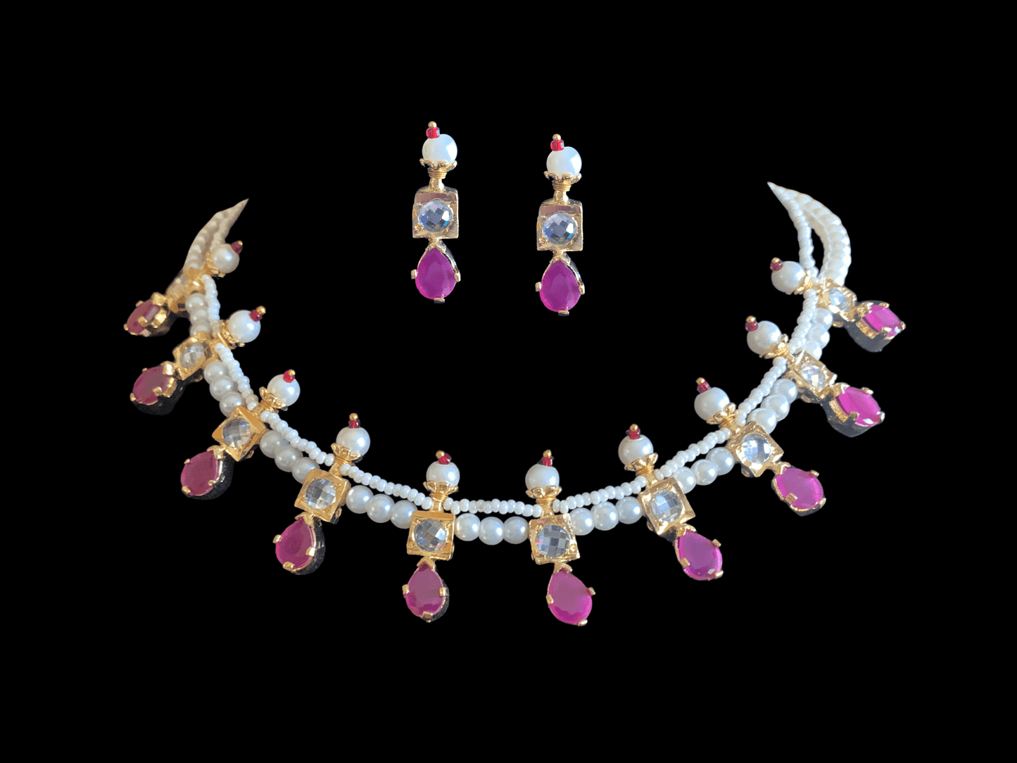 NS226 Kiara neckalce set in ruby ( READY TO SHIP )