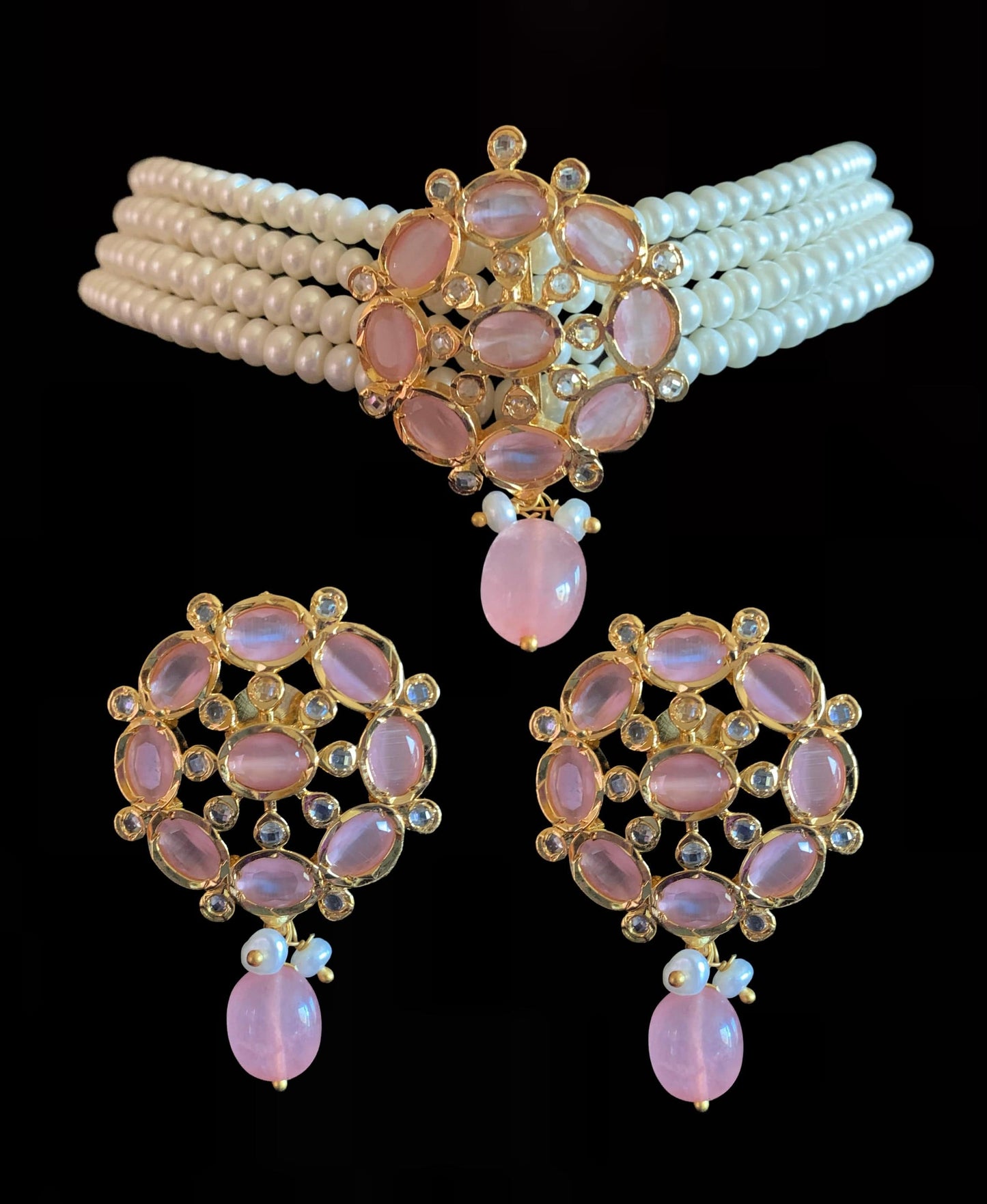 C10 Alma fresh water pearl choker set ( pink ) ( READY TO SHIP )