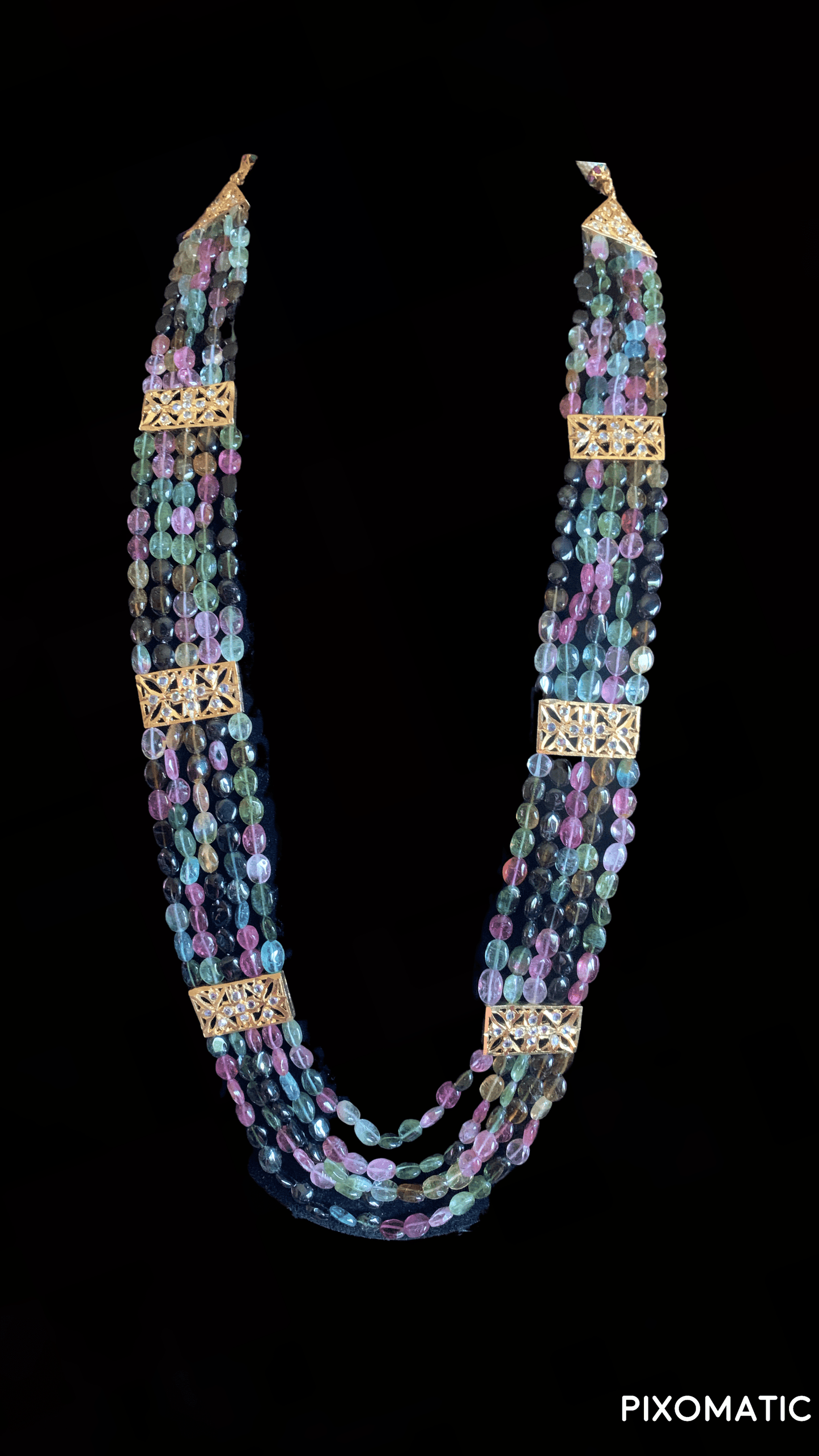 LN57 Ghazal natural tourmaline beads Rani haar ( SHIPS IN 4 WEEKS )