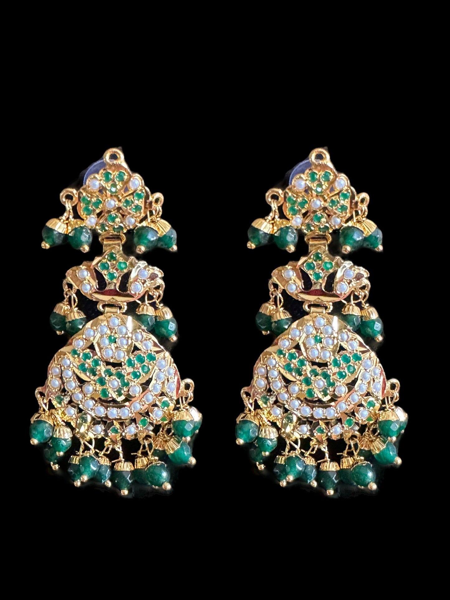 DLN9 Laiba jadau rani haar in green beads and pearls ( READY TO SHIP)