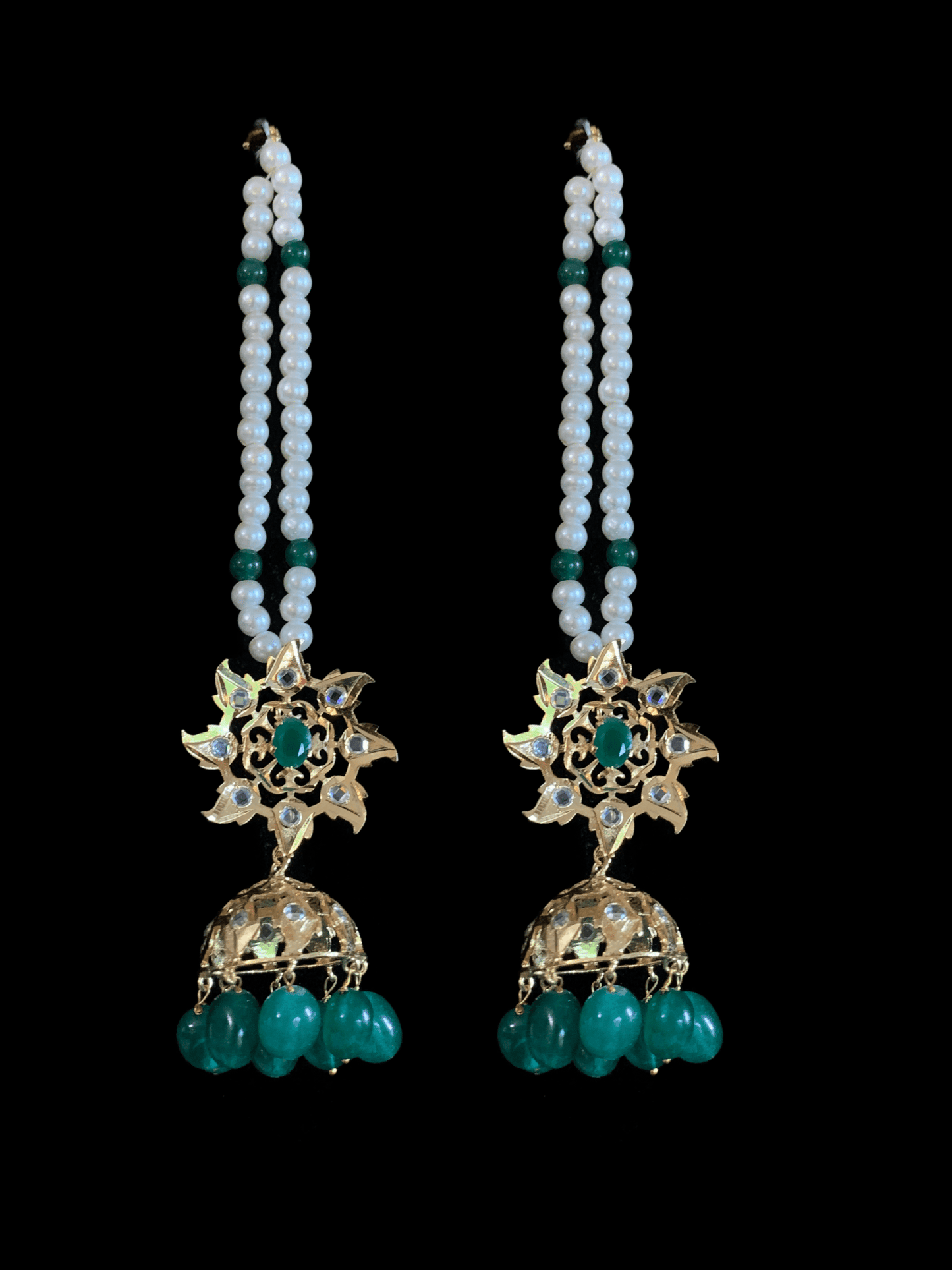 C110 jadavi lacha in emerald beads (SHIPS IN 2 WEEKS )
