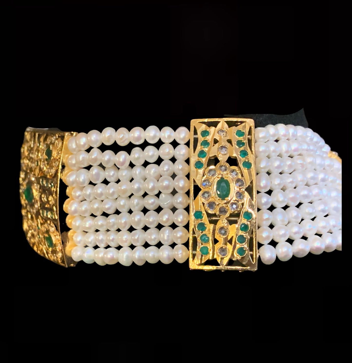 C18 Adeeva fresh water pearl choker in emeralds ( READY TO SHIP )