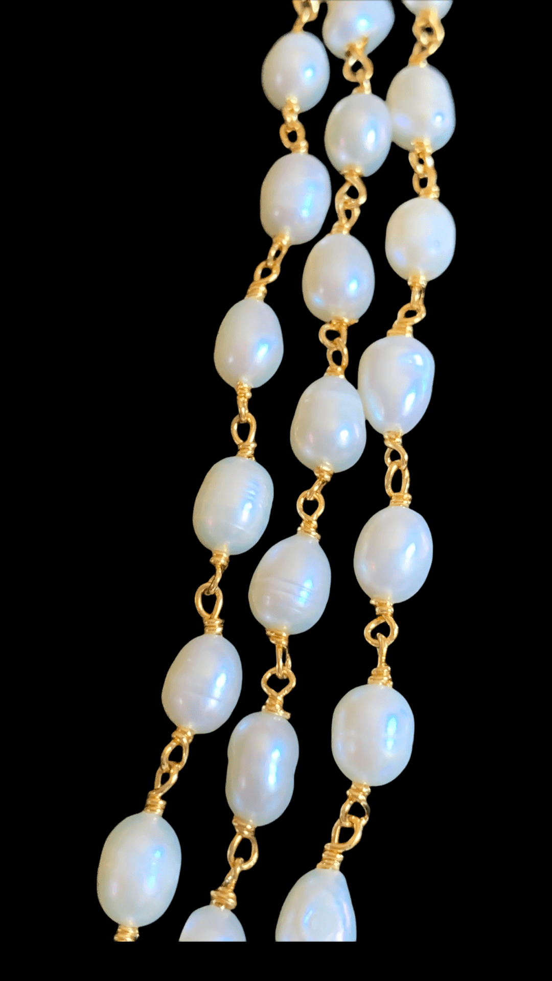 DNS116 Three layered fresh water pearl mala (SHIPS IN 2 WEEKS)