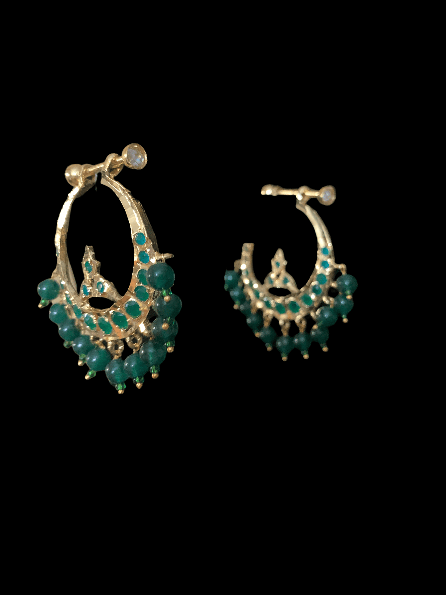 DER133 Hosna gold plated chandbali - green (READY TO SHIP)