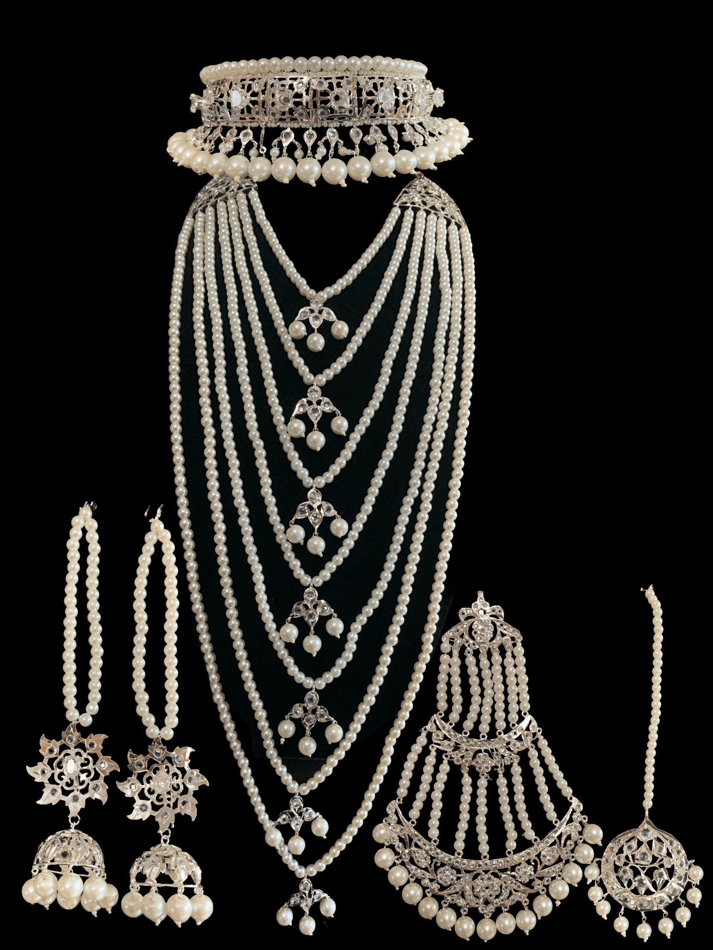 BR62 Insia Jadavi lacha bridal-set in silver plating ( SHIPS IN 2 WEEKS )