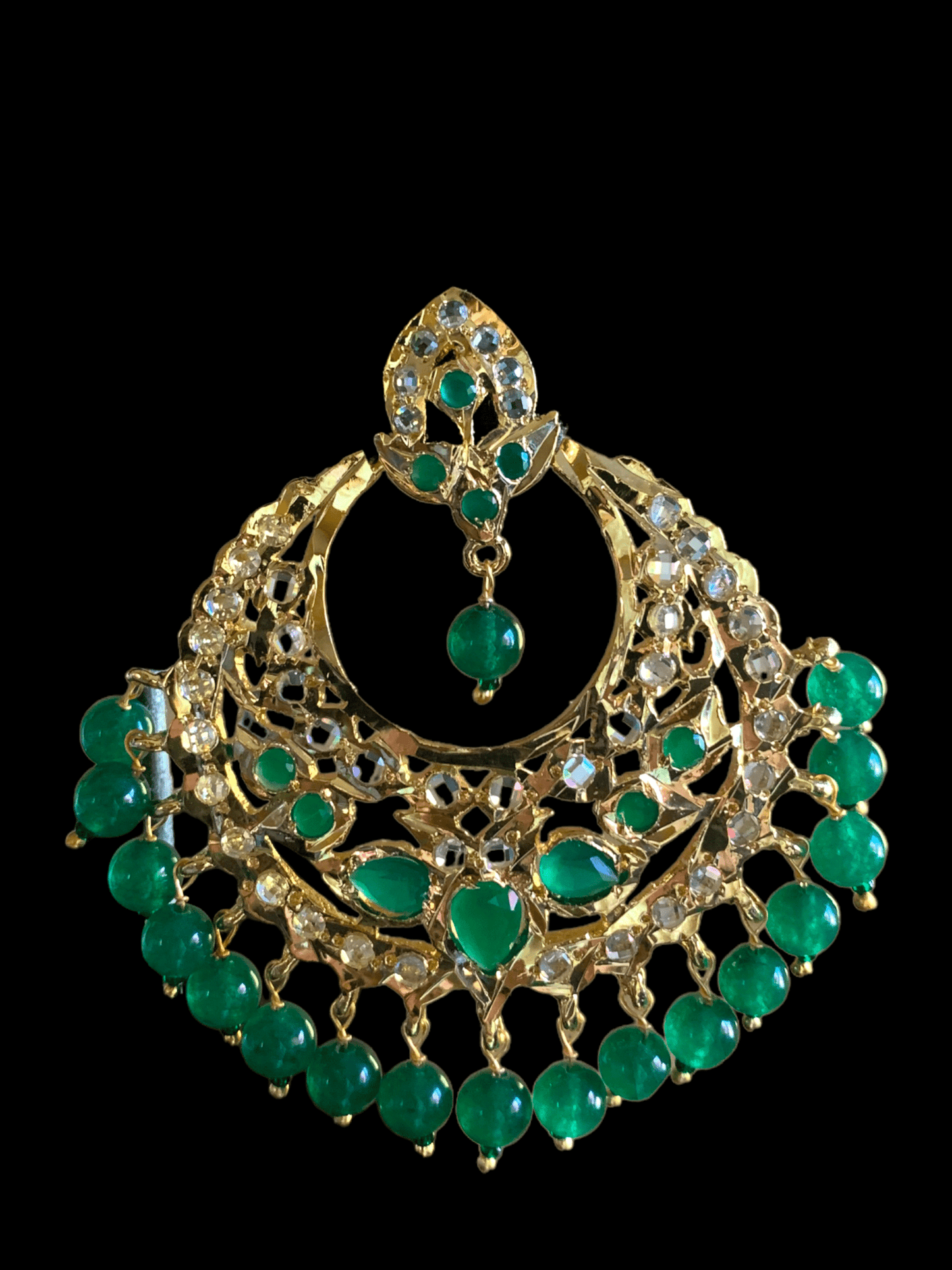 DER277 Noor chandbali in green (SHIPS IN 3 WEEKS)