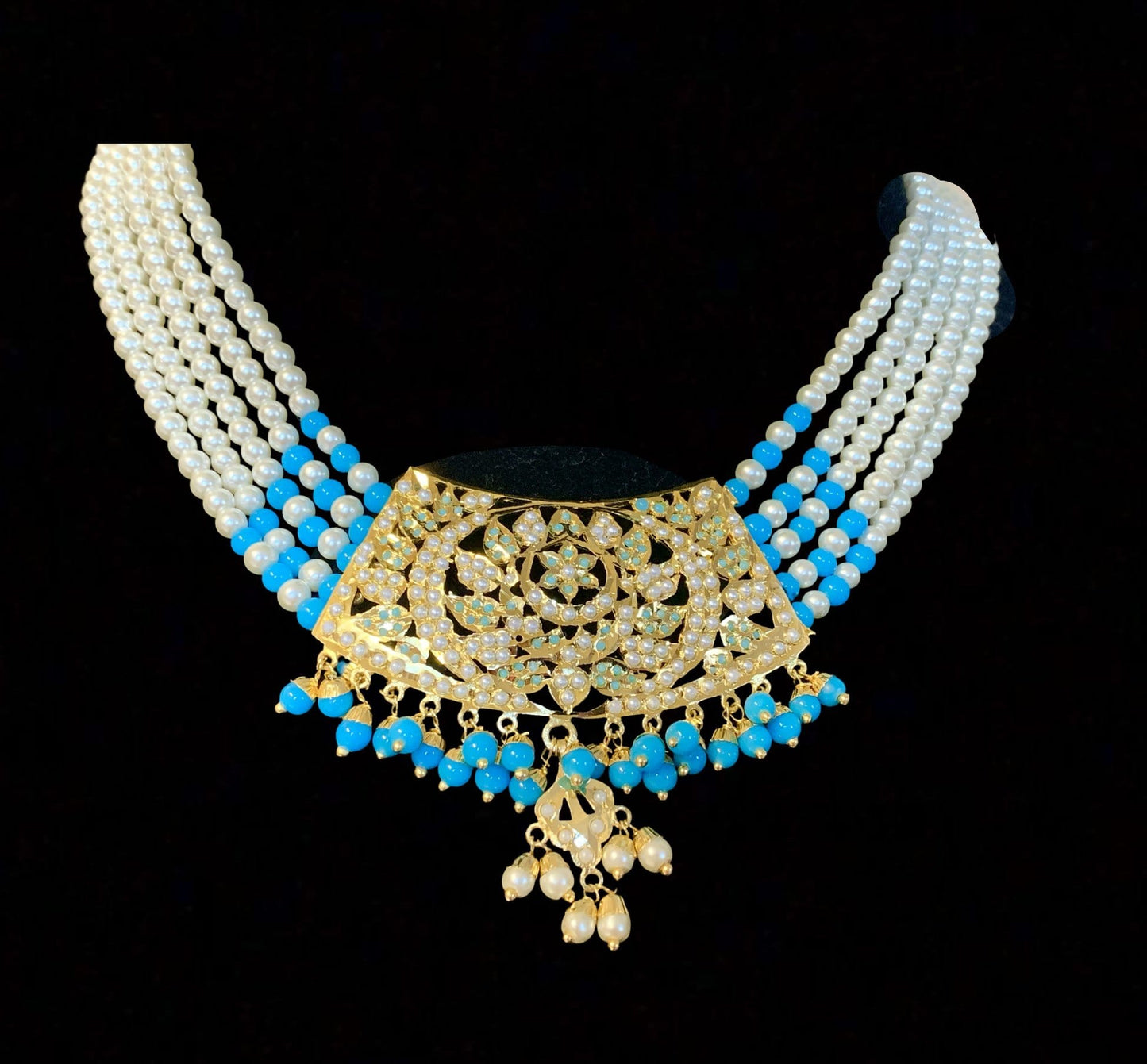 NS181 Ava jadau necklace set in turquoise / feroza (READY TO SHIP)