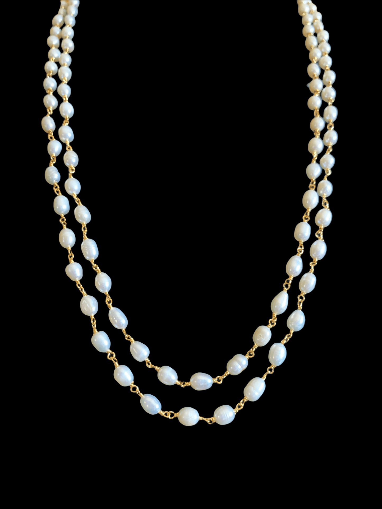 DNS115 Two layered fresh water pearl mala (SHIPS IN 2 WEEKS )