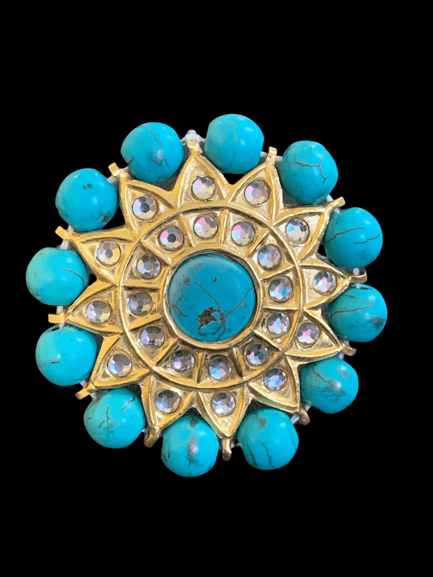 DJR35 Kundan ring turquoise ( SHIPS IN 4 WEEKS )