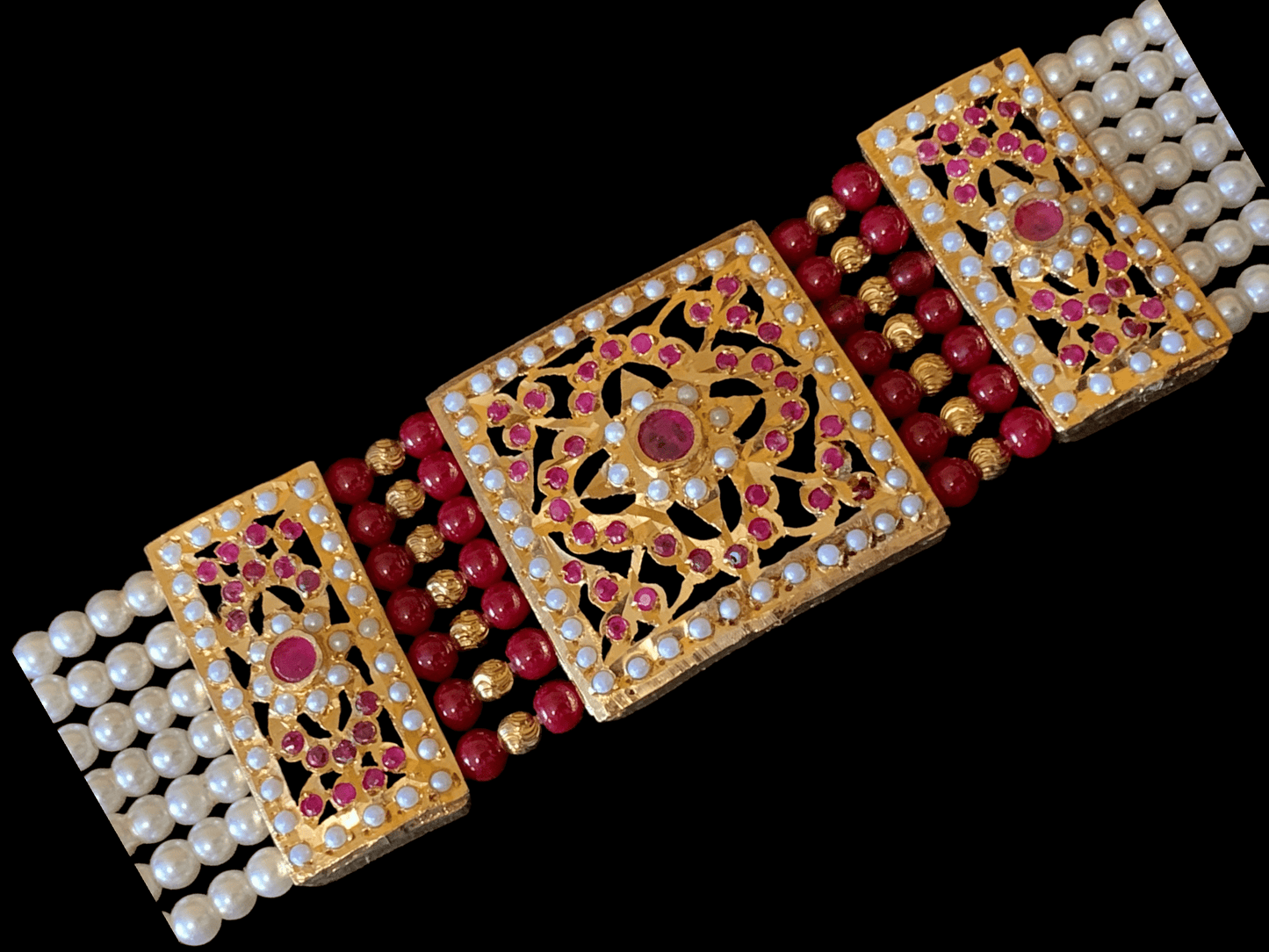 B63 Saira jadau bracelet in ruby ( SHIPS IN 4 WEEKS )