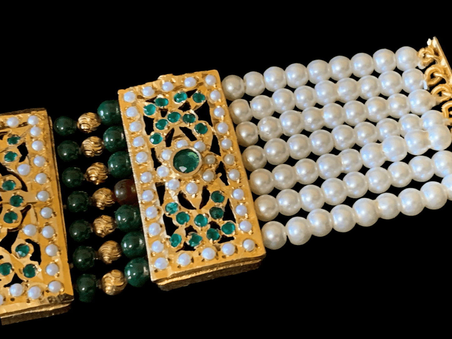 B64 Saira jadau bracelet in green ( READY TO SHIP )