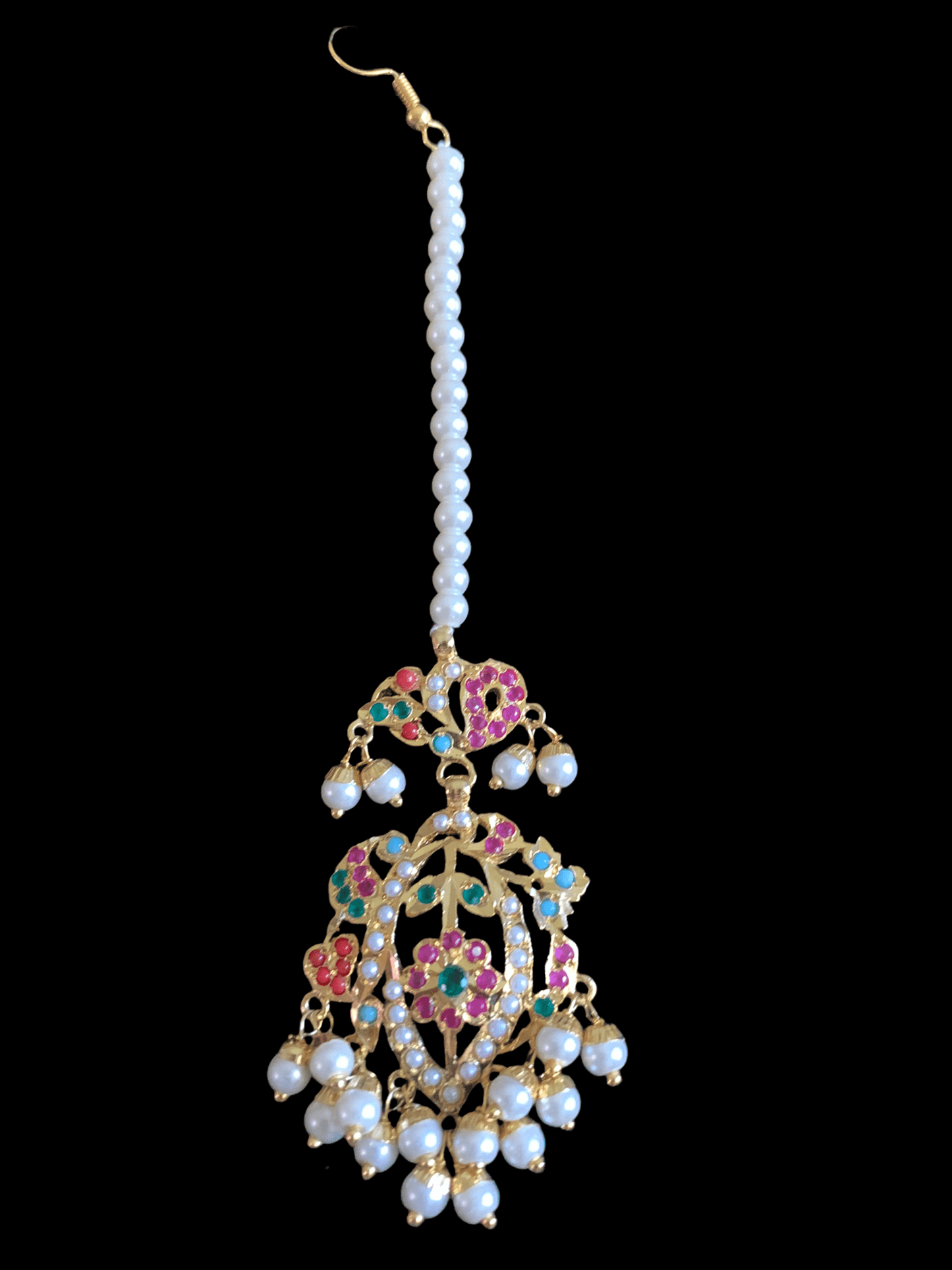 BR74 Nayaab pearl jadau necklace - navratan ( SHIPS IN 4 WEEKS )