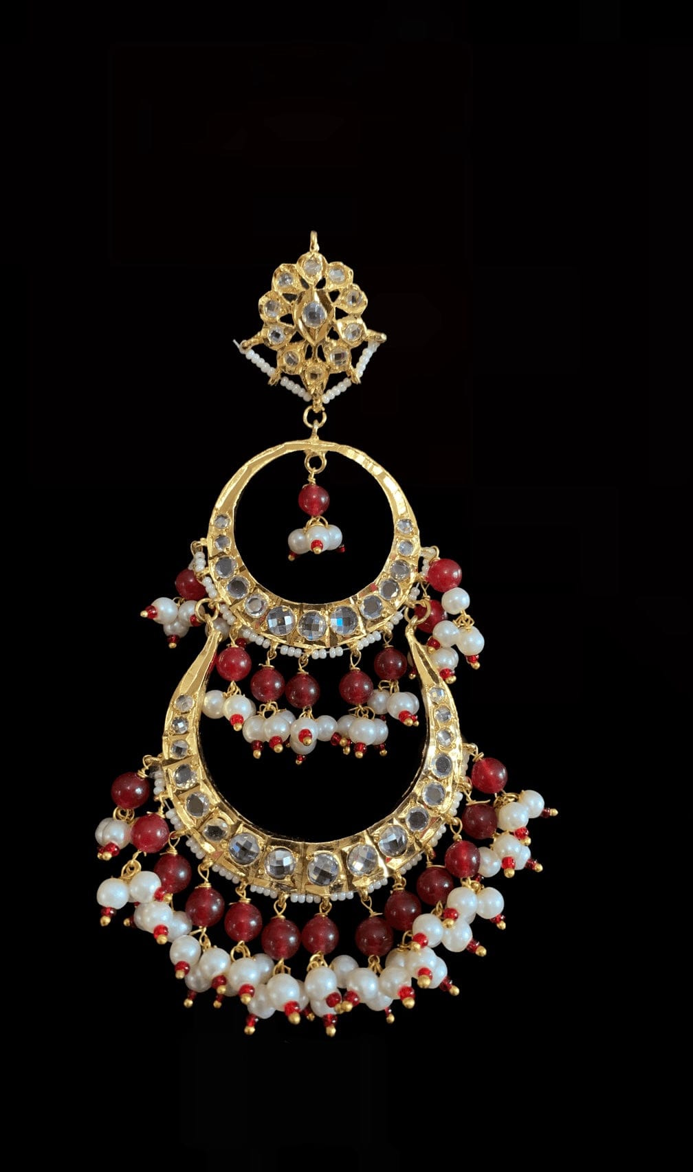 DER194 Sheema Chandbali earrings - ruby ( SHIPS IN 4 WEEKS )