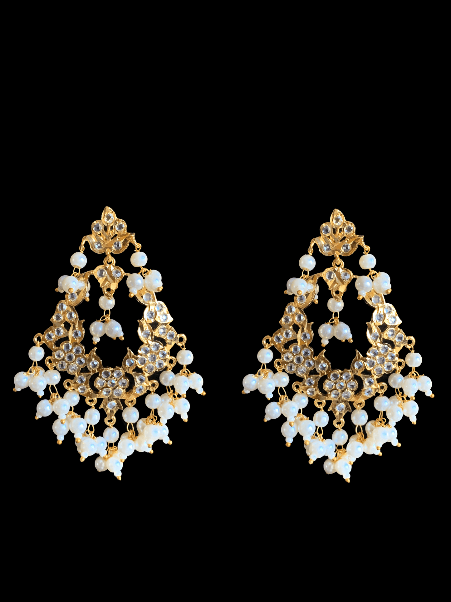 DJET21 Madhuri earrings tika set in pearls ( READY TO SHIP )