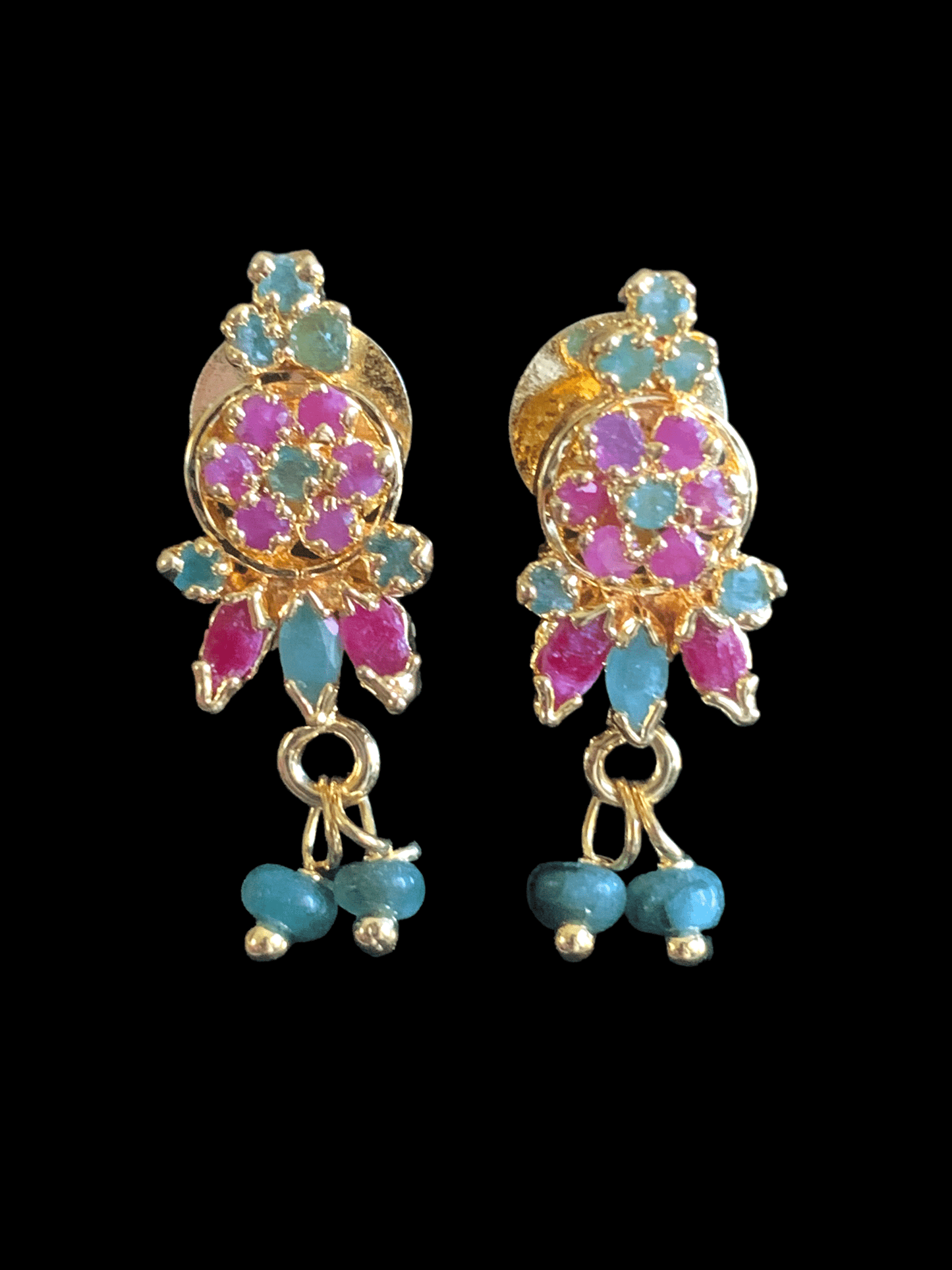 LN128 Ruby emerald long necklace set in fresh water pearls ( READY TO SHIP )