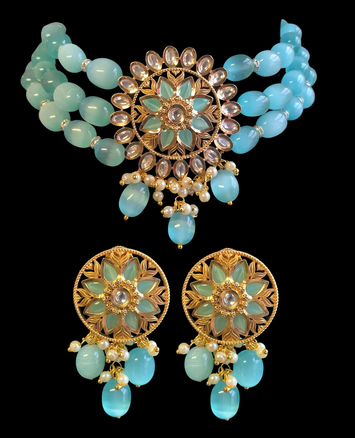 C144 Barzah polki choker( mint ) ( READY TO SHIP)