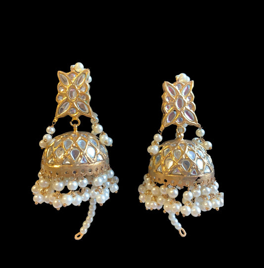 DER242 Mantra kundan jhumka ( SHIPS IN 4 WEEKS )