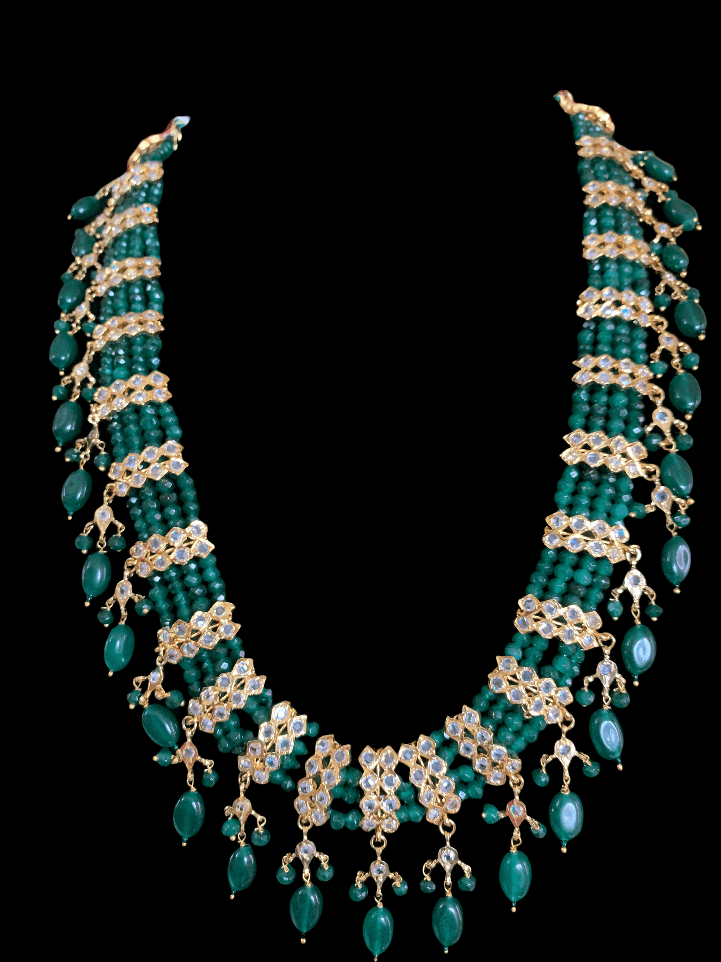 LN70 Esra multipendant necklace-dark green ( READY TO SHIP )