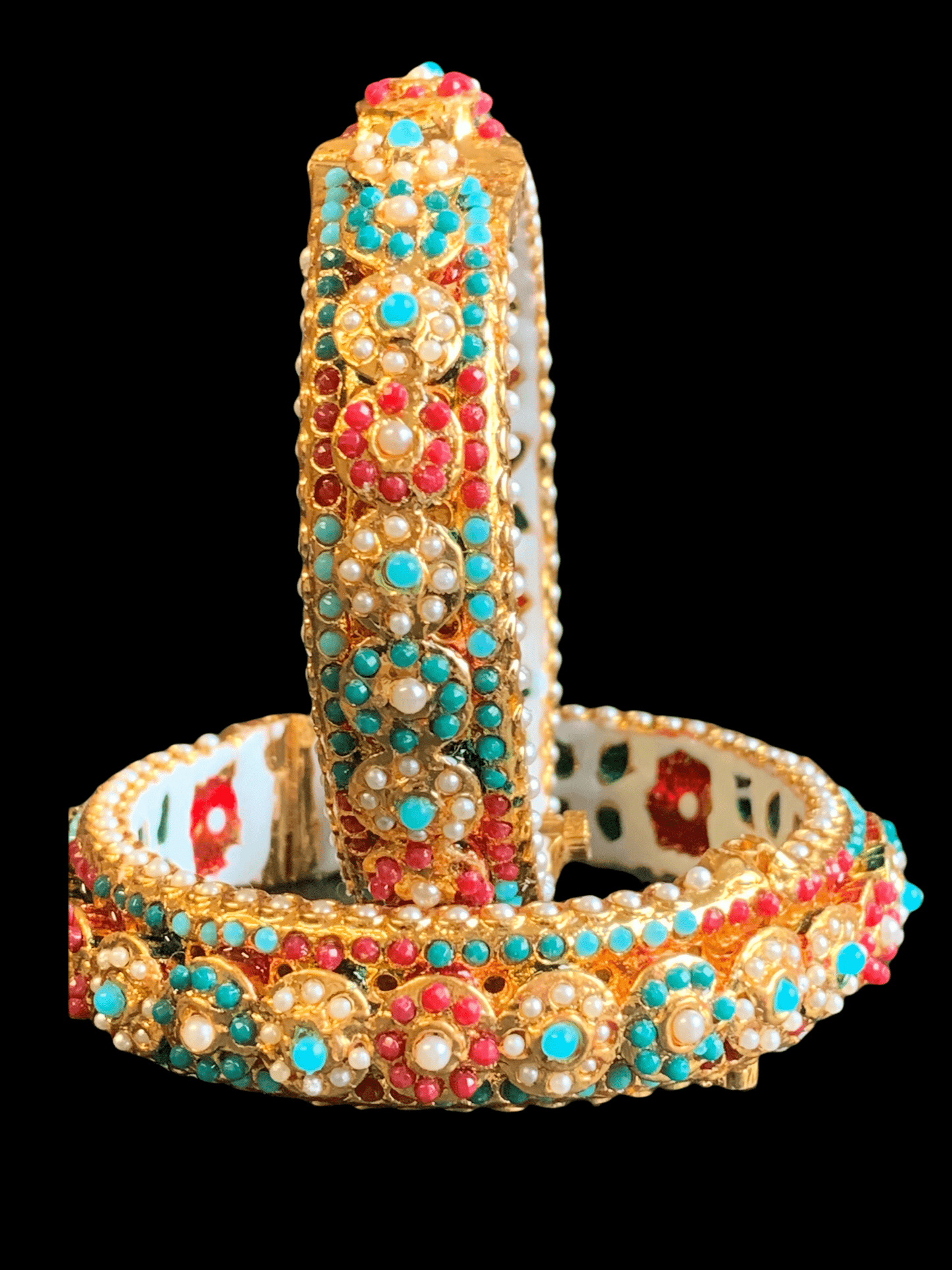 B48 Navratan rajwadi style bangles (SHIPS IN 2 WEEKS )