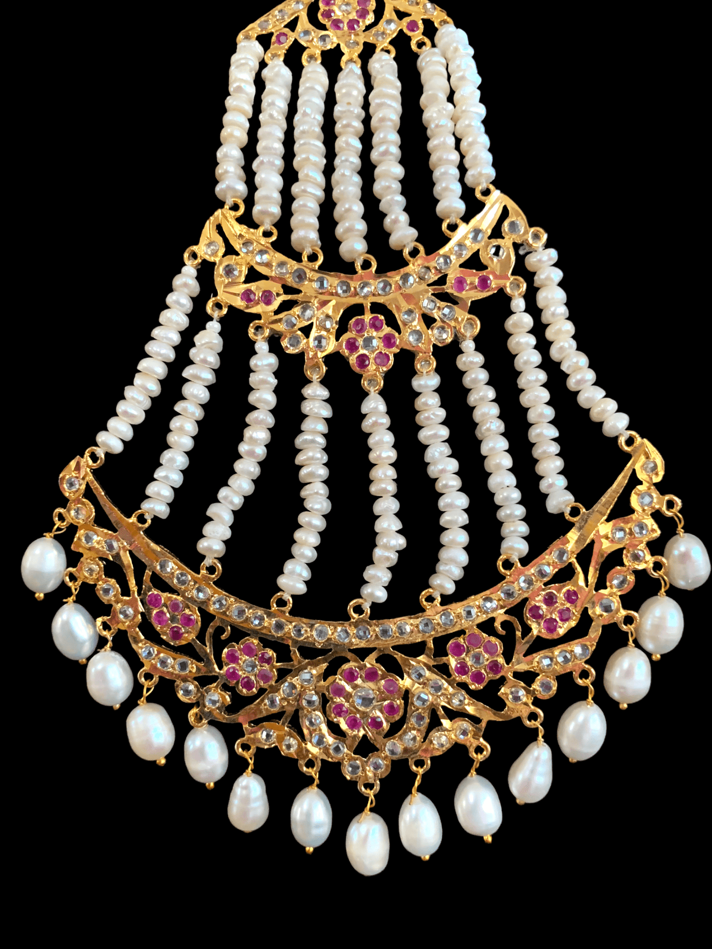 DJHR54 Insia jhoomar in fresh water pearls and rubies ( READY TO SHIP )