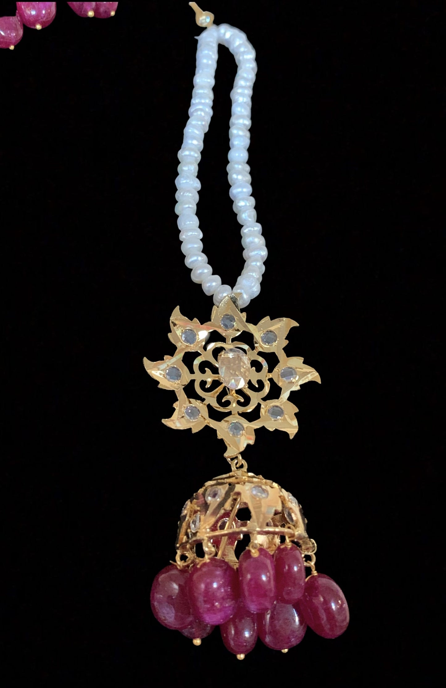 BR111 Insia jadavi lacha set in rubies  ( SHIPS IN 2 WEEKS  )