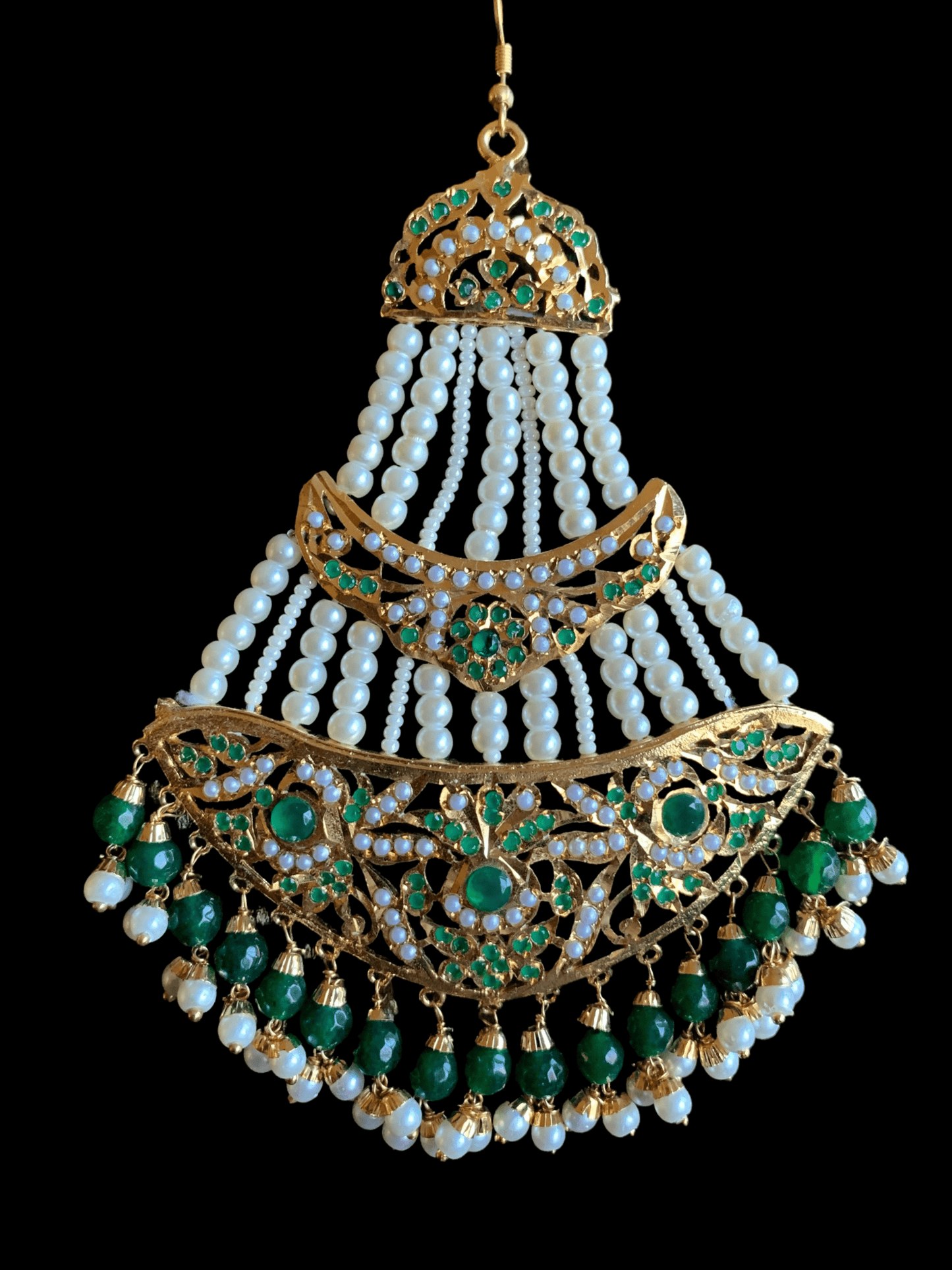 DJHR43 jadau jhoomar in green ( READY TO SHIP)