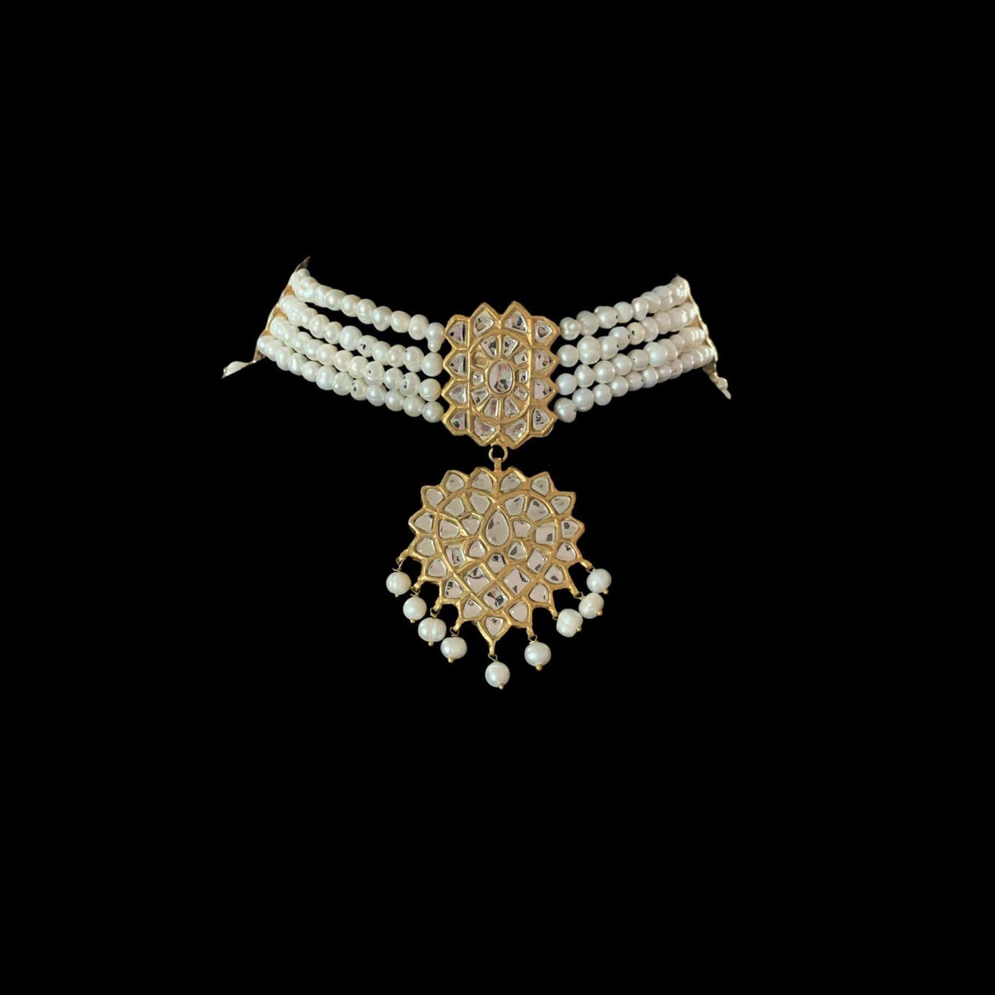 C73 Zara kundan choker in fresh water pearls ( READY TO SHIP )