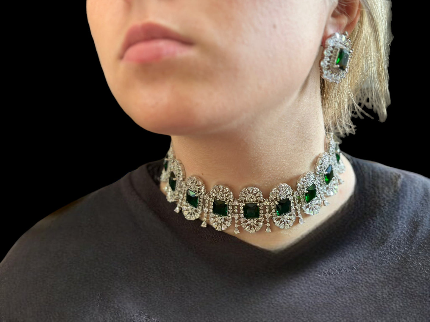C260 Kiara Silver plated choker set ( READY TO SHIP )