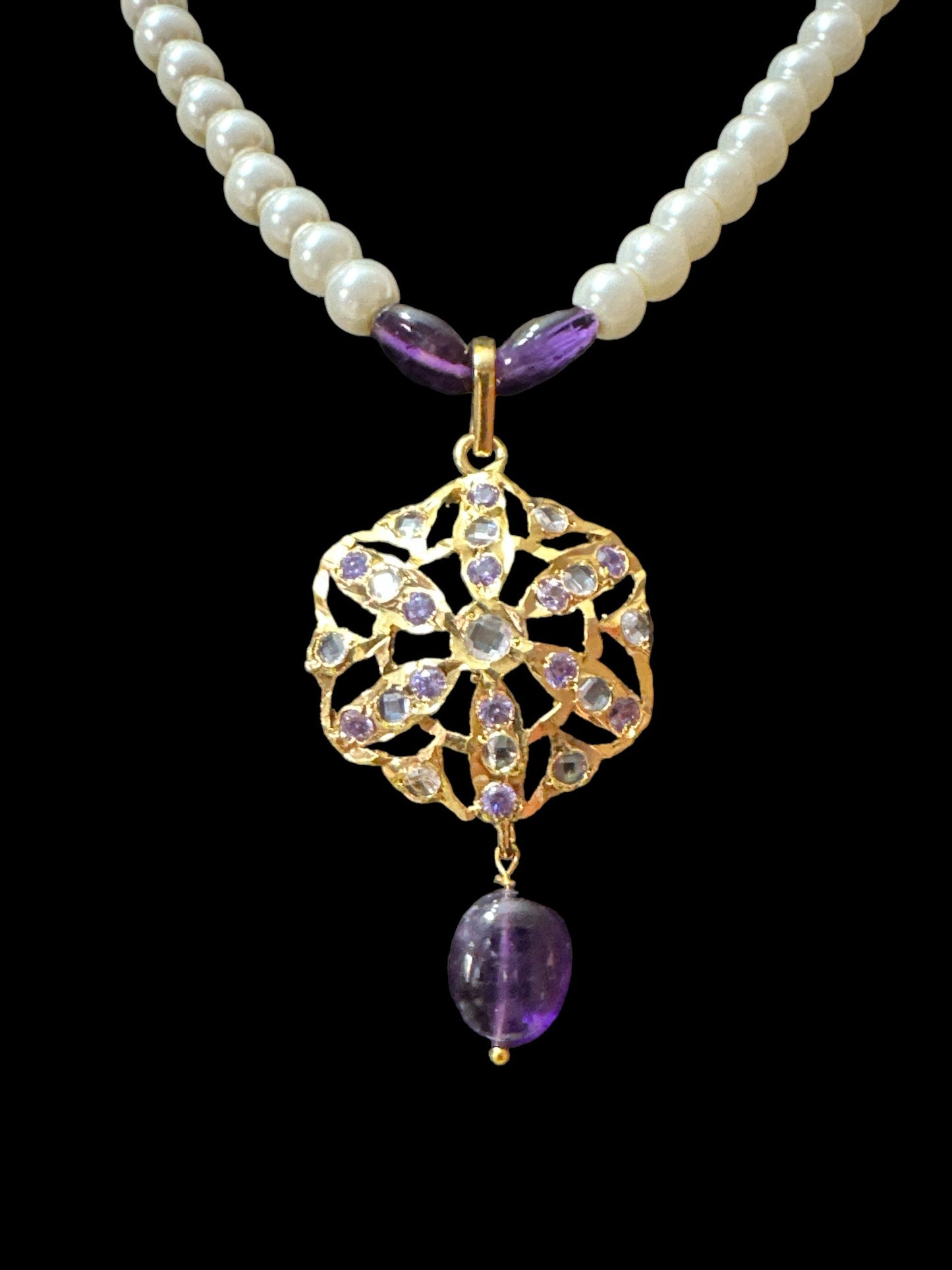 PS335 pendant set with amethyst beads ( READY TO SHIP )