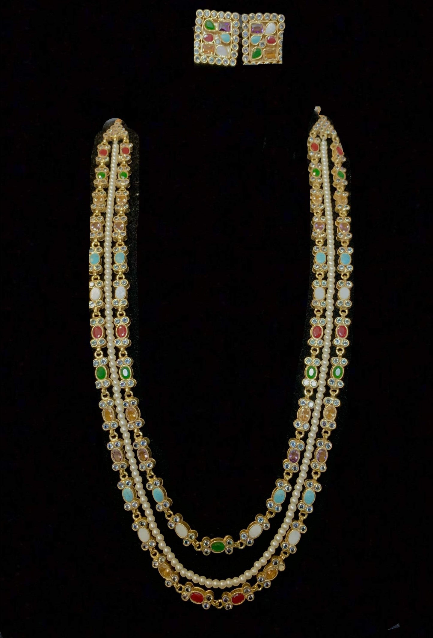 Navratan layered kundan necklace (SHIPS IN 2 WEEKS )