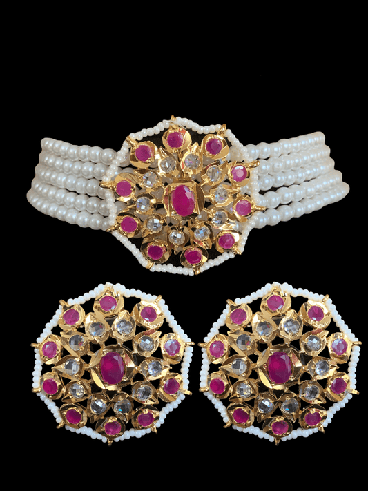 C159 Amra choker set  -   Ruby ( SHIPS IN 4 WEEKS )