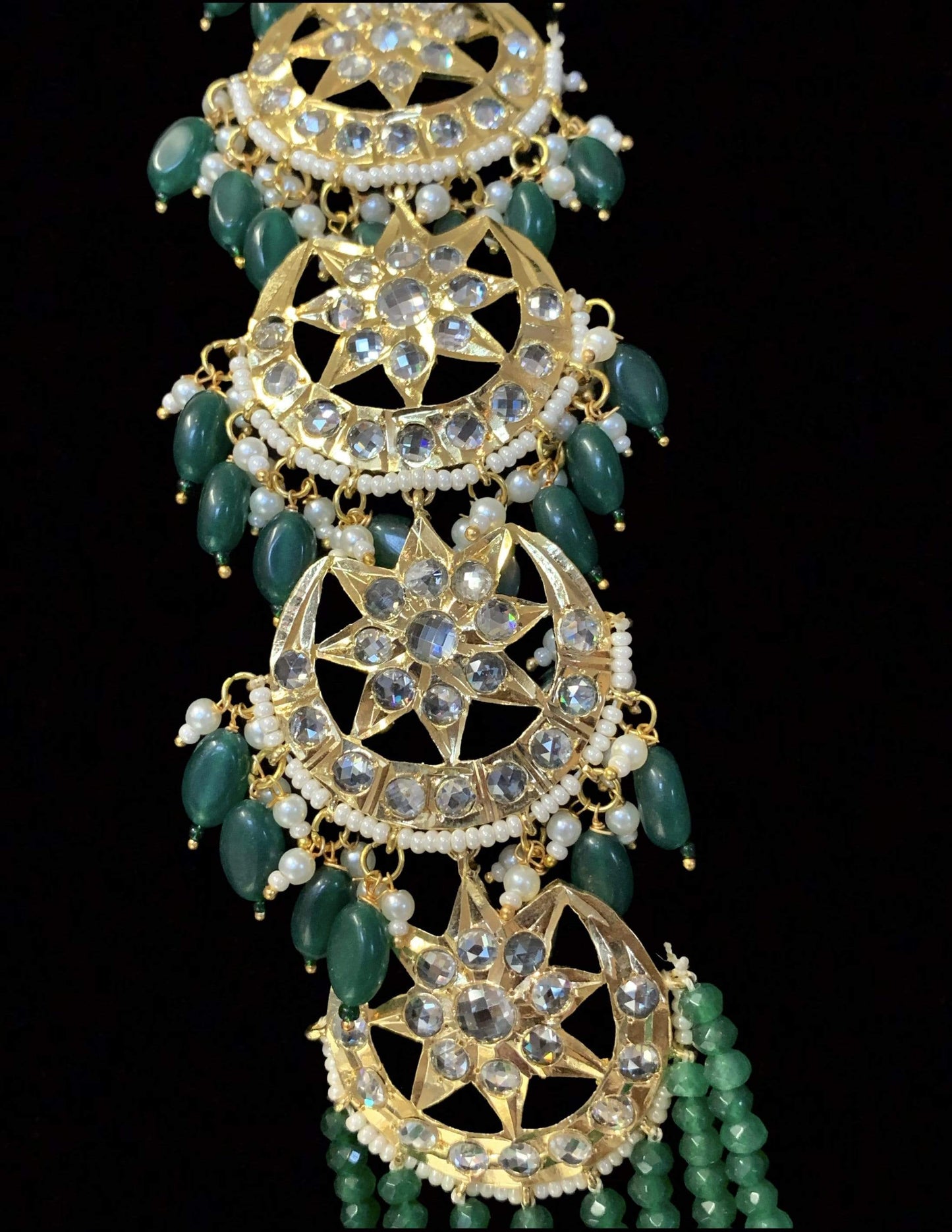 LN82 Darika Multi brooch necklace set ( GREEN ) ( SHIPS IN 4 WEEKS )