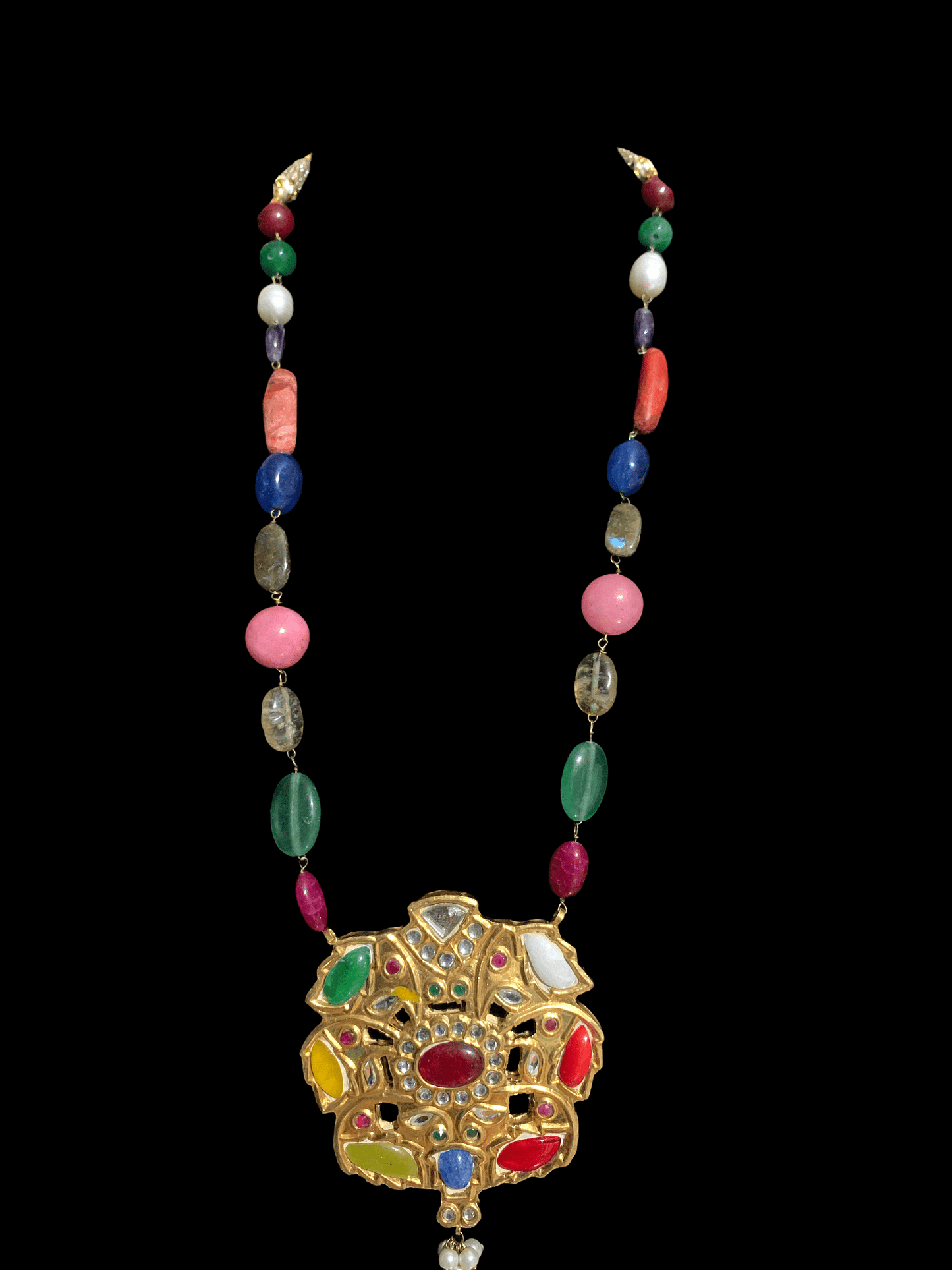 PS477 Navratan pendant set ( READY TO SHIP )