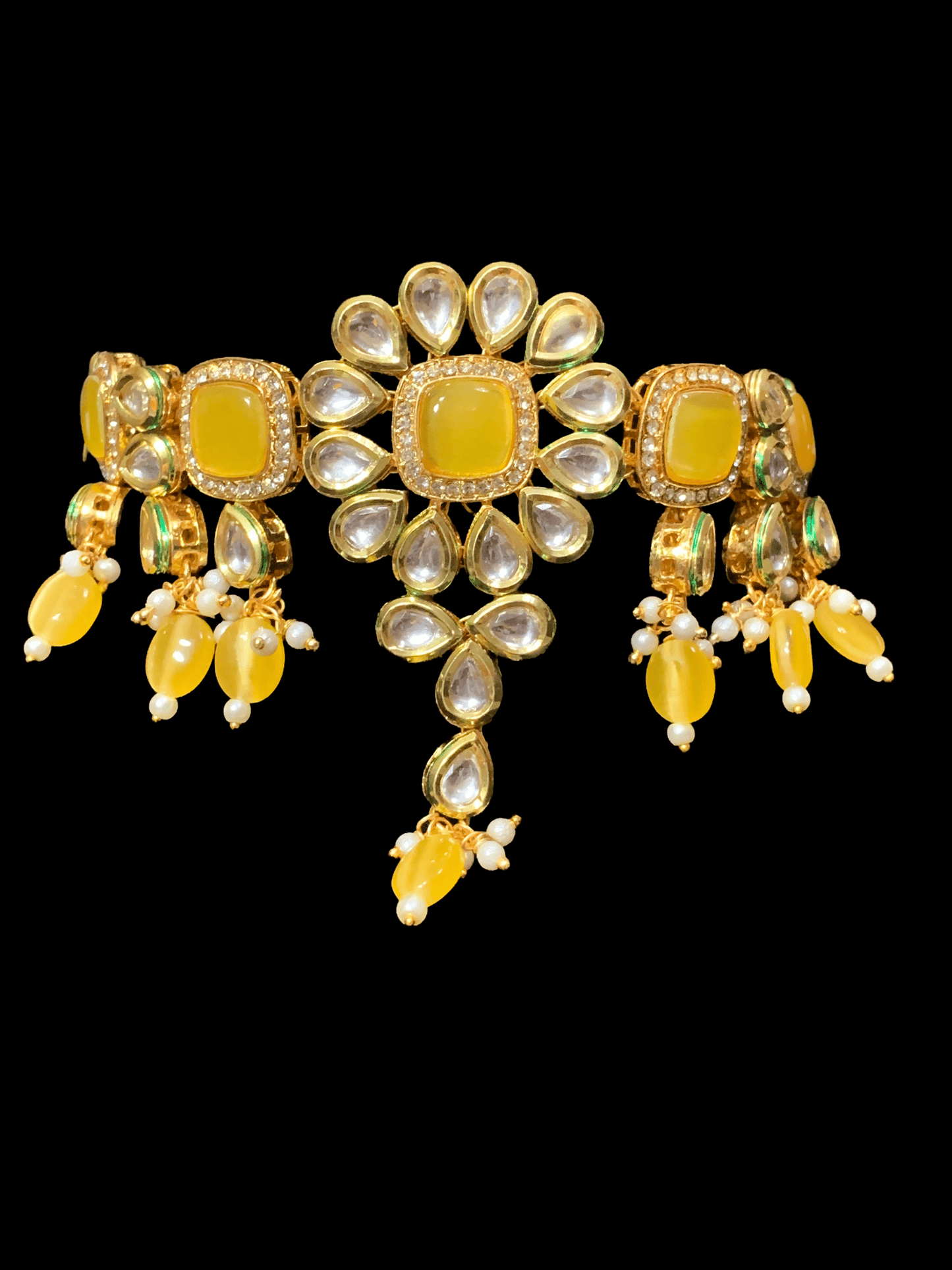 C60 Medha Kundan choker - yellow ( READY TO SHIP )