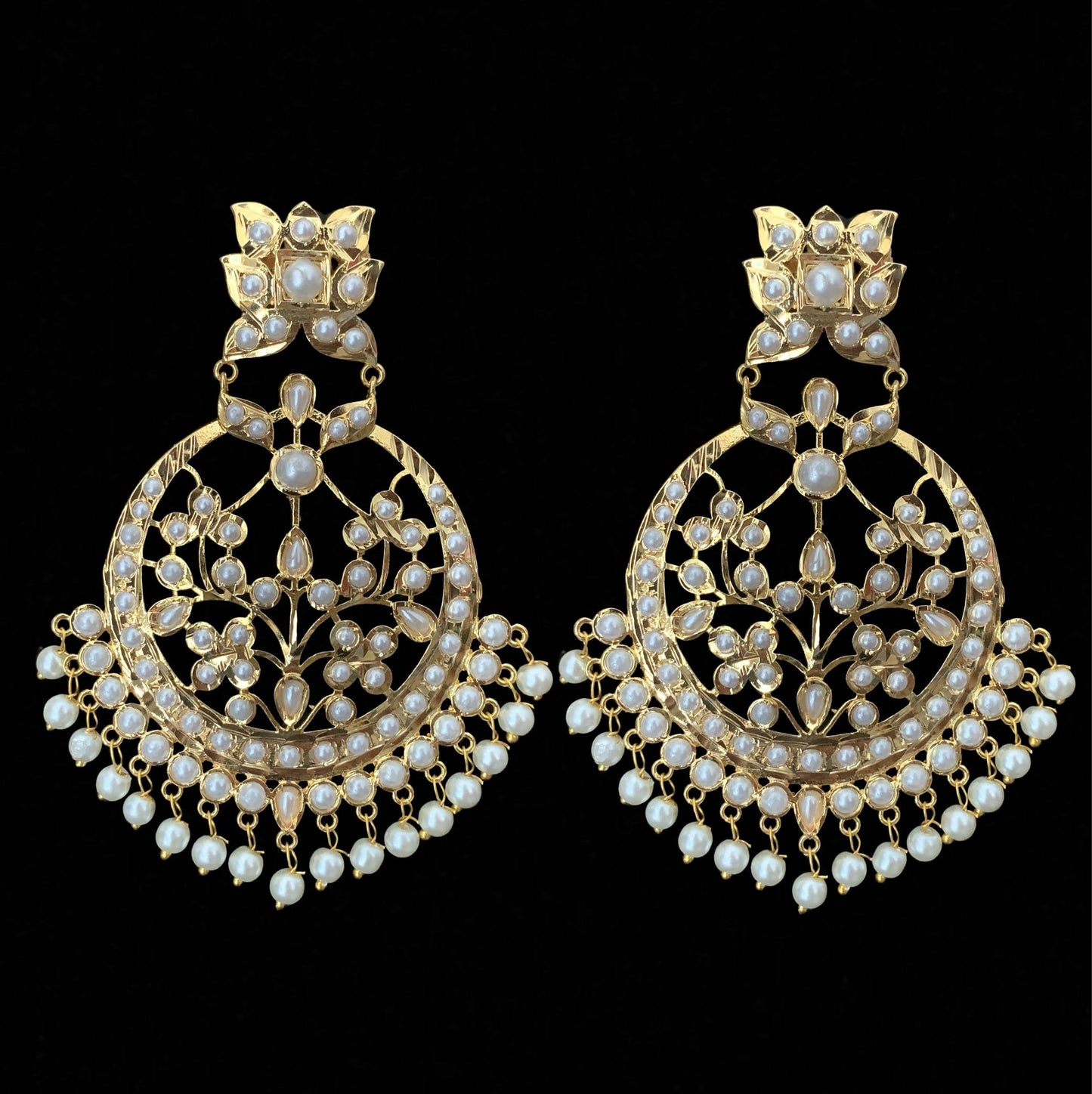 DER204 Radha pearl chandbali (SHIPS IN 4 WEEKS )