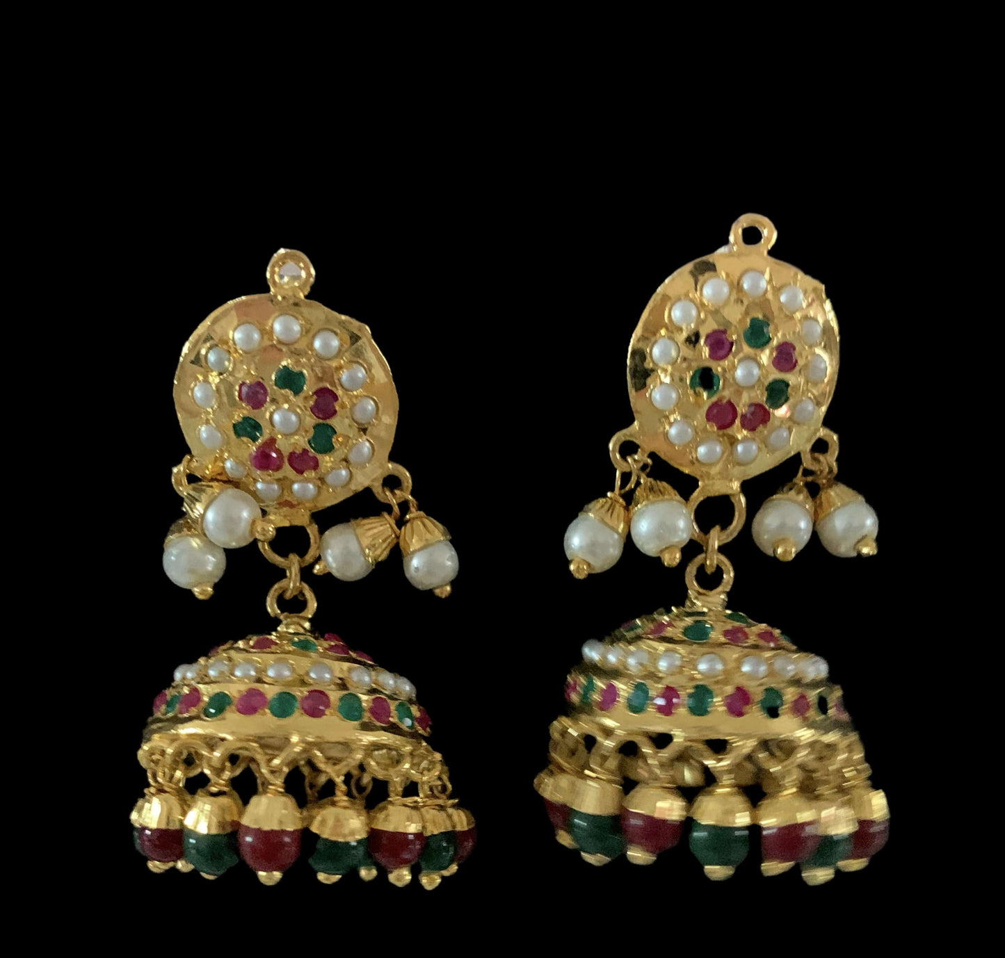 PS472 Ruhi jadau pendant set in Ruby emerald ( READY TO SHIP )
