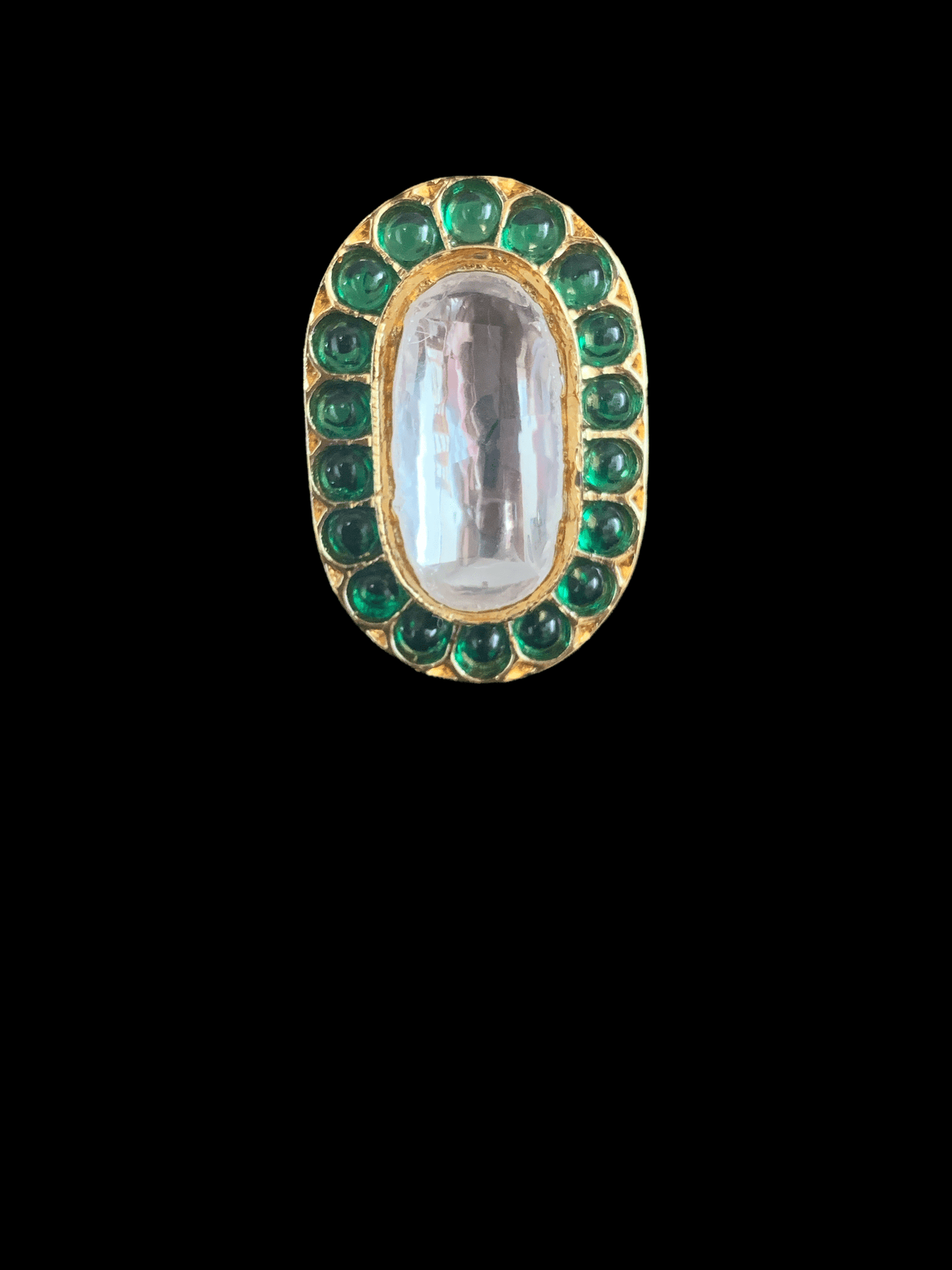 DJR63 Oval polki ring- green ( READY TO SHIP )