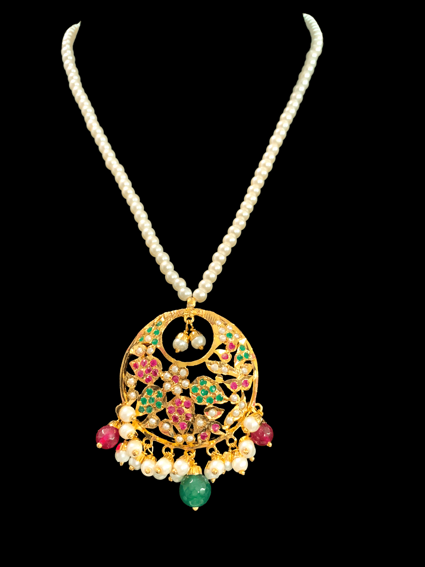 PS445 Naina pendant set ( ruby emerald ) ( READY TO SHIP)