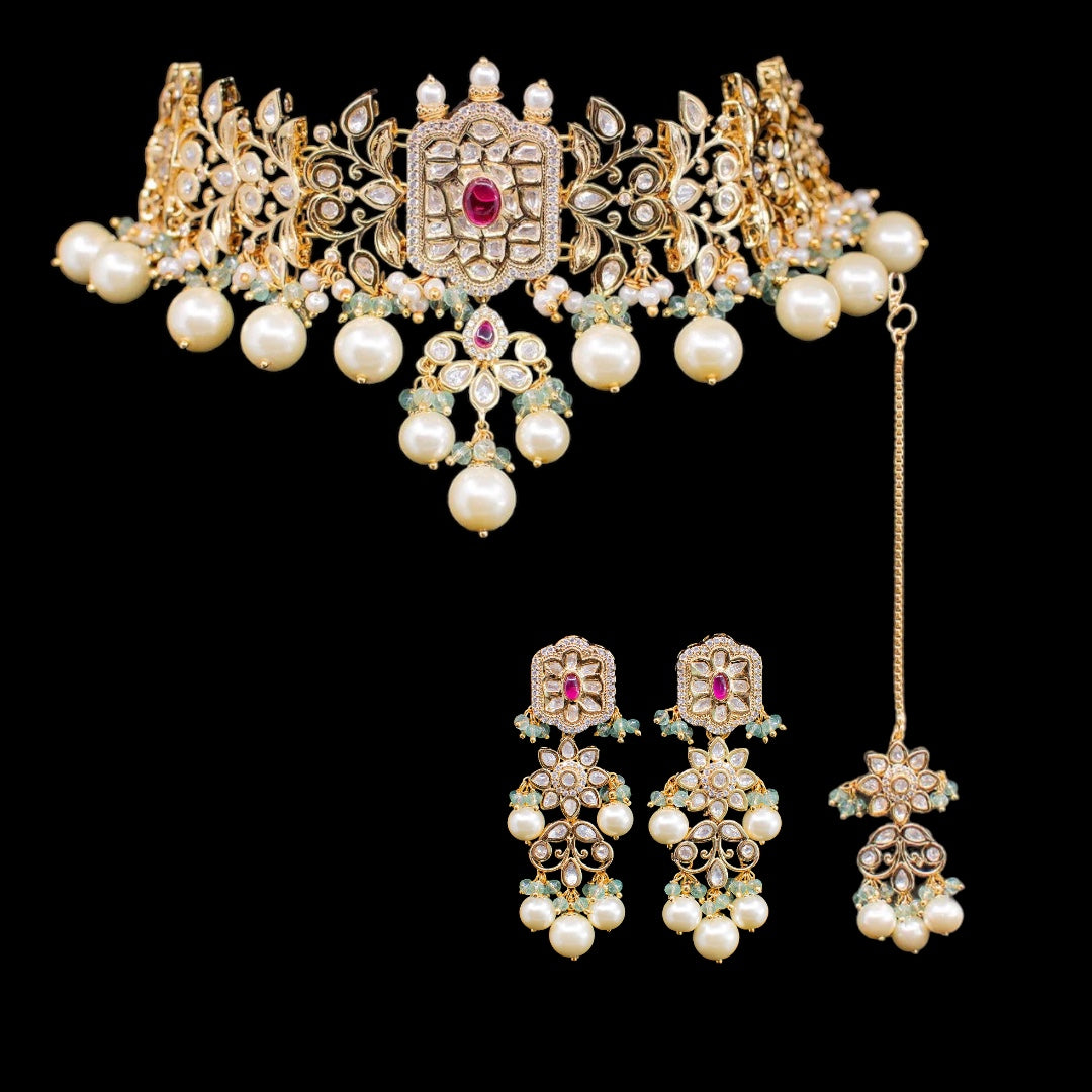 C96 Sidra choker set with tika ( SHIPS IN 3 WEEKS )