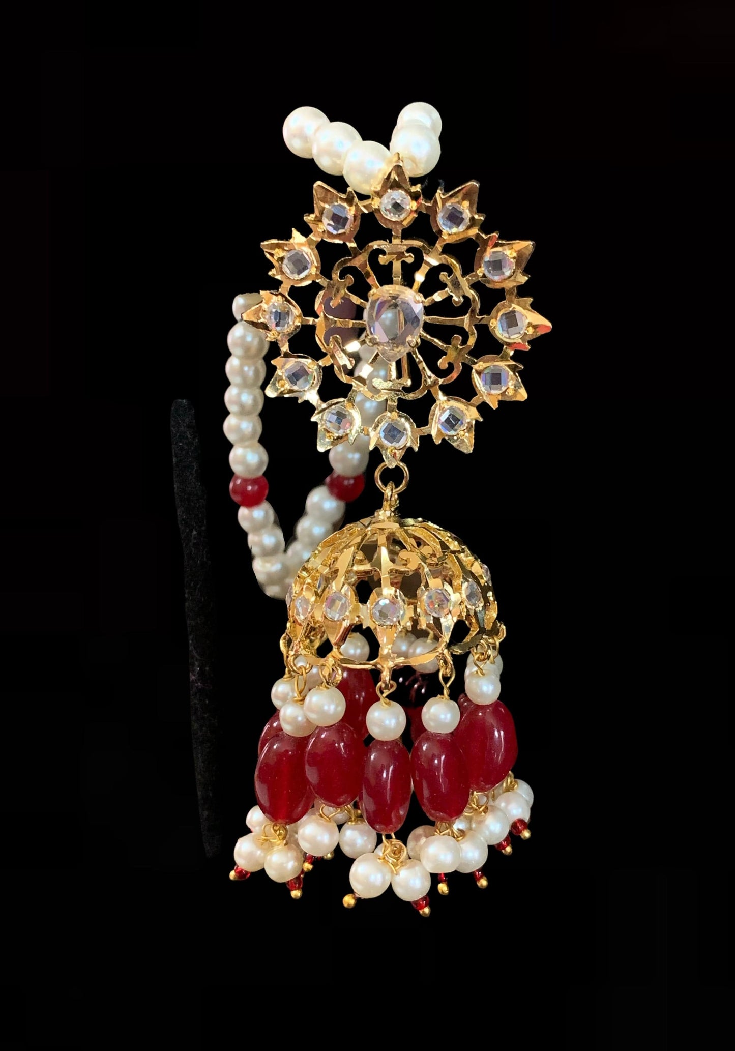 DER191 Karanphool jhumka - ruby ( READY TO SHIP)
