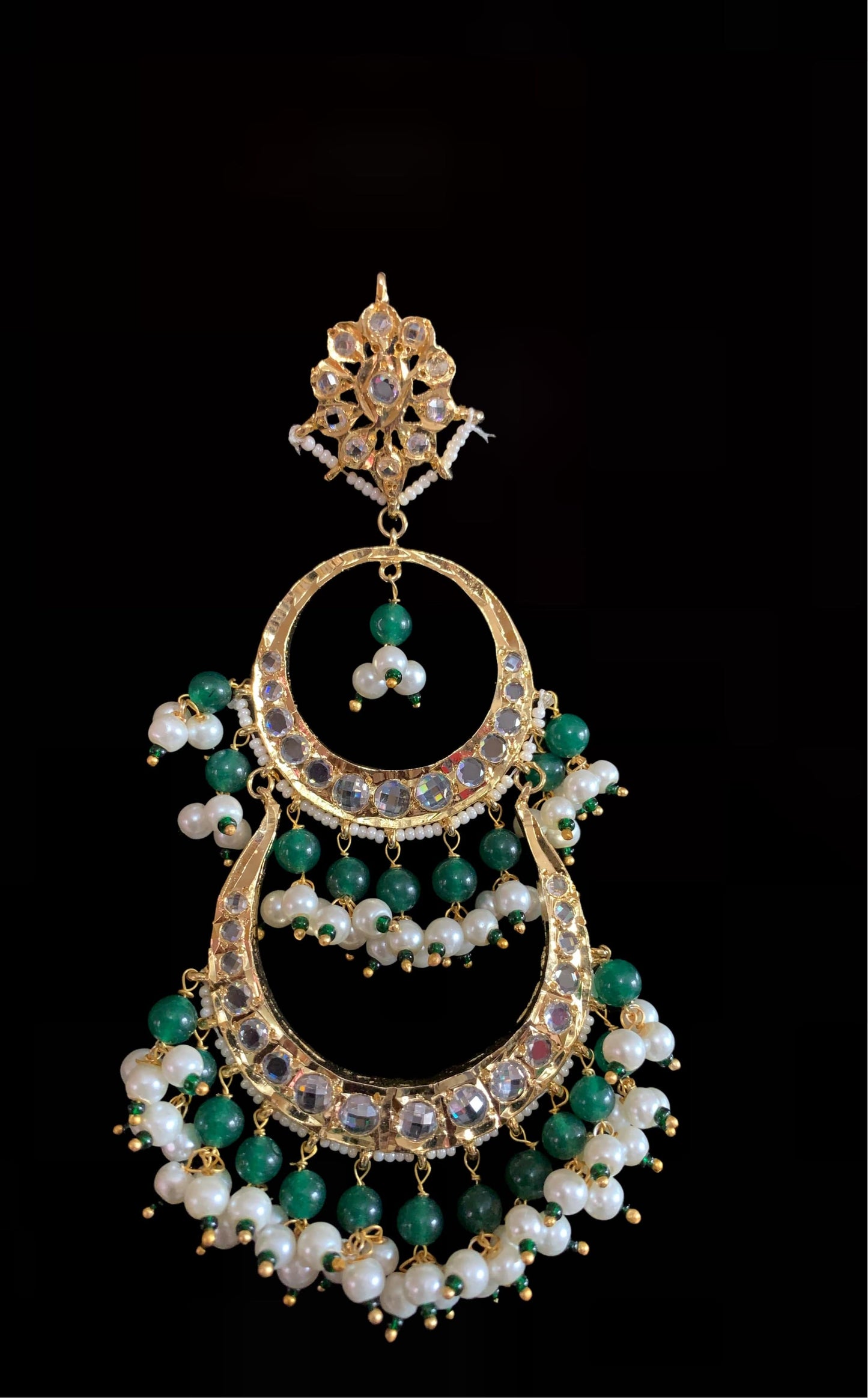 DER195 Sheema Chandbali earrings - green ( READY TO SHIP)
