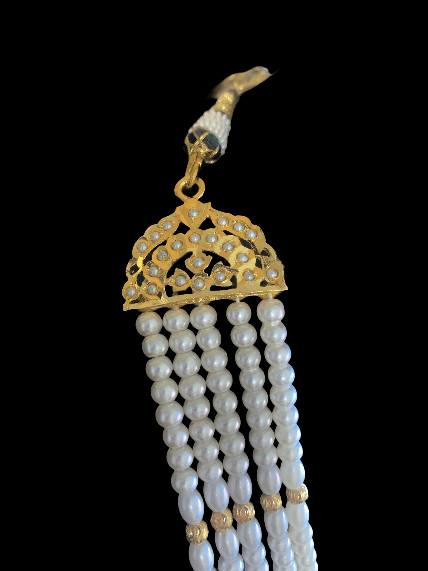 LN124 Sakshi pearl Jadau Rani haar with earrings tika ( READY TO SHIP )