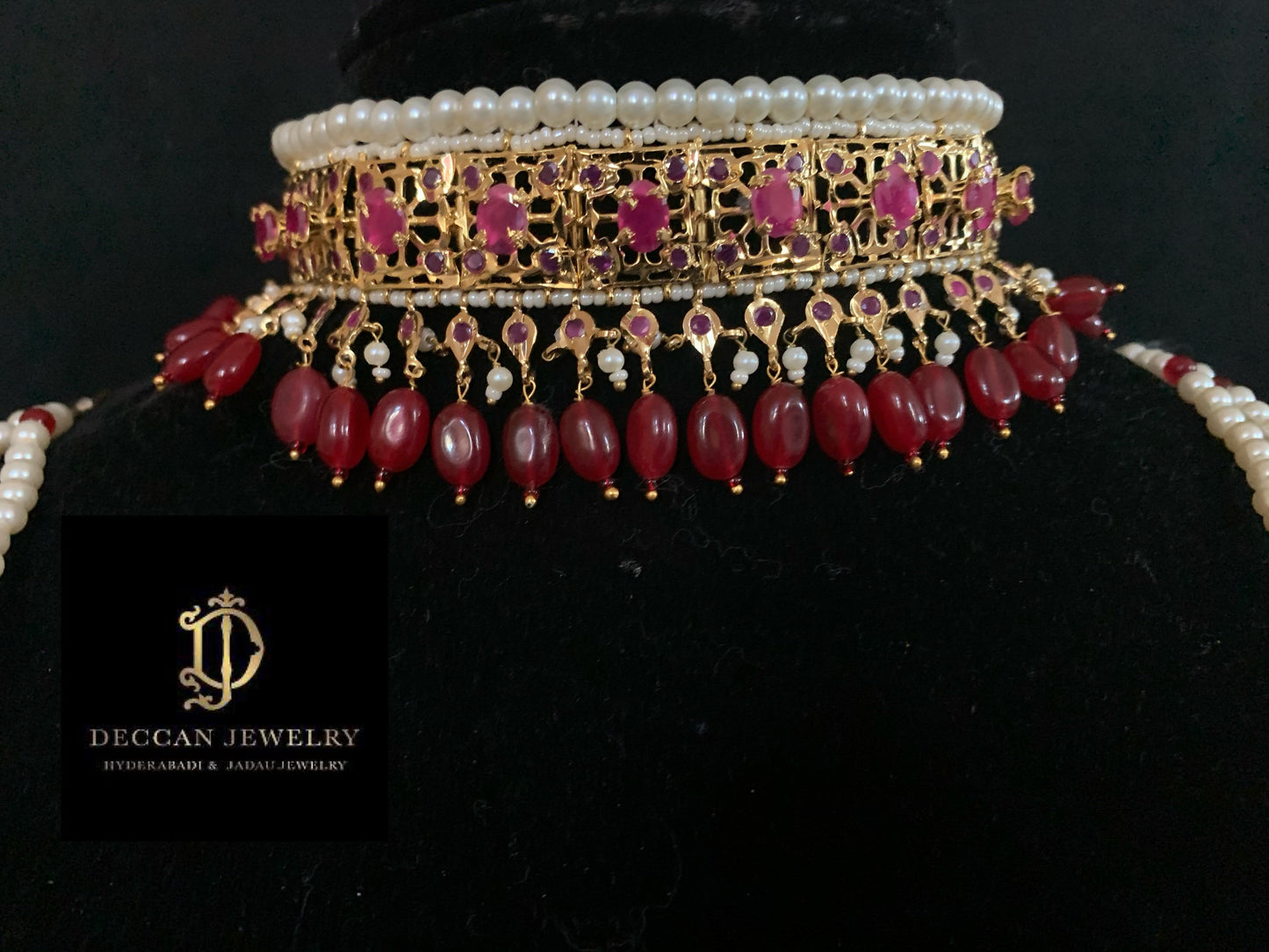 Jadavi lacha in ruby beads- semiprecious ( SHIPS IN 3 WEEKS )